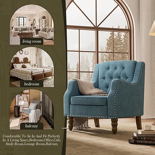 Miniatura 6 de INMOZATA Silla decorativa de mediados de siglo de felpilla tapizada moderna para sala de estar, sala de estar, sala de estar, con cojín de cintura,
