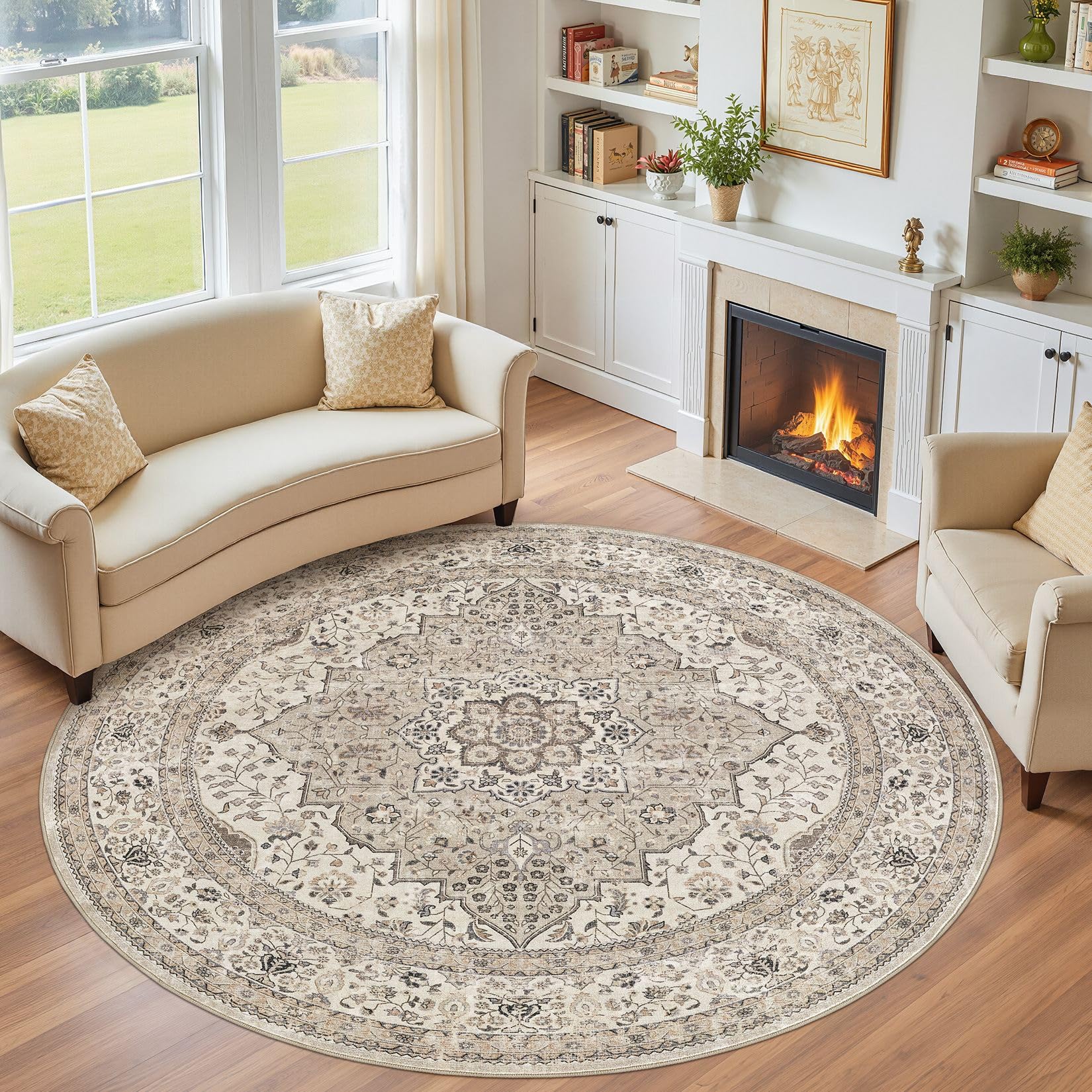 homewill Washable 8 Ft Round Rug