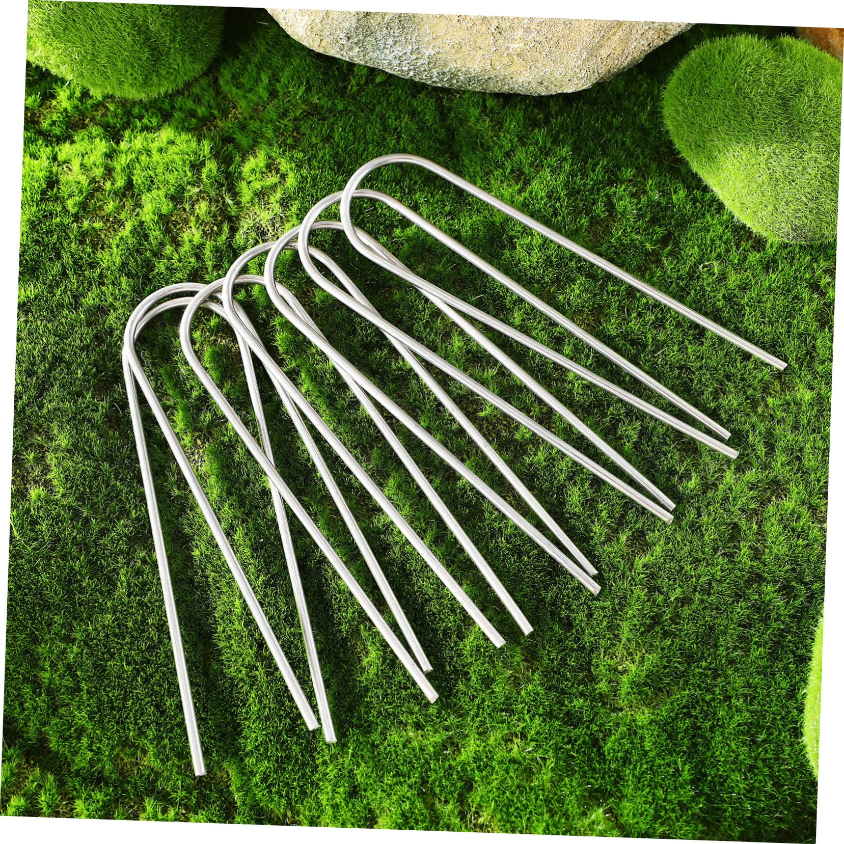 POPETPOP 100 Piquets de Sol de U en Fer, Argenté, Antirouille, pour Fixer Toiles de Paillage, Filets de Jardin et Gazon Artificiel