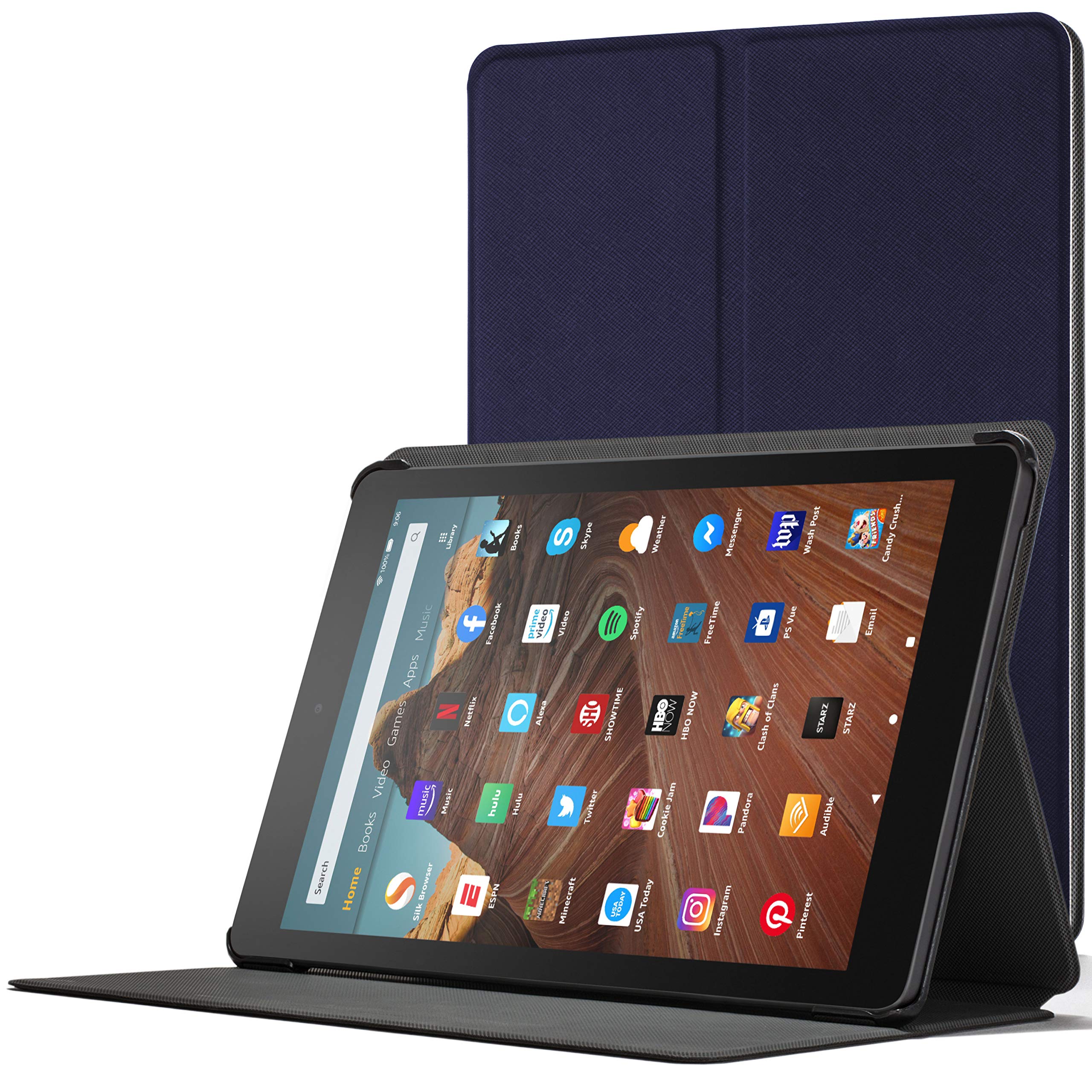 Dteck Folio Case For All-New Fire HD 10 And 10 Plus Tablet (13th/11th Generation, 2023/2021 Release),Premium PU Leather Slim Flip Stand Magnetic Pocket Wallet Cover With Pencil Holder, Blue