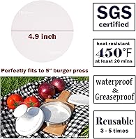 Vista 5 de Meykers Hojas de papel para prensa de hamburguesas de 5 pulgadas 300 piezas de papel redondo para hamburguesas para separar las empanadas
