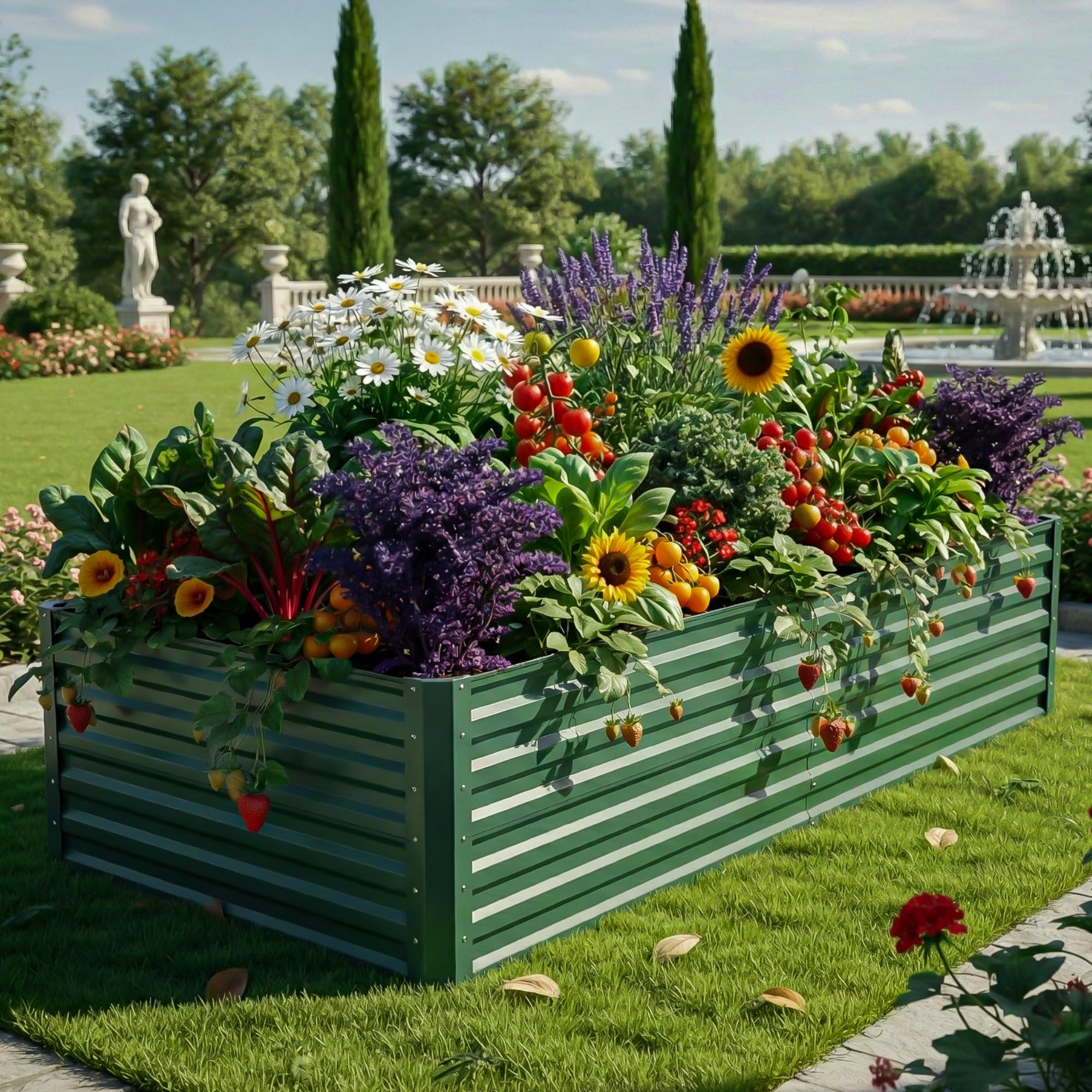 YITAHOME 6x3x2 ft Galvanized Raised Garden Bed Kit