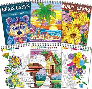 Kalysky Color by Numbers Adult Coloring Books Set: 3 Books, 60 Pages Flowers, Landscapes, Animals for Relaxation & Stress Relief
