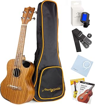 Martin Smith Premium Tenor Ukulele Kit with Aquila Strings Include Tuner, Bag, Strap & Spare Strings