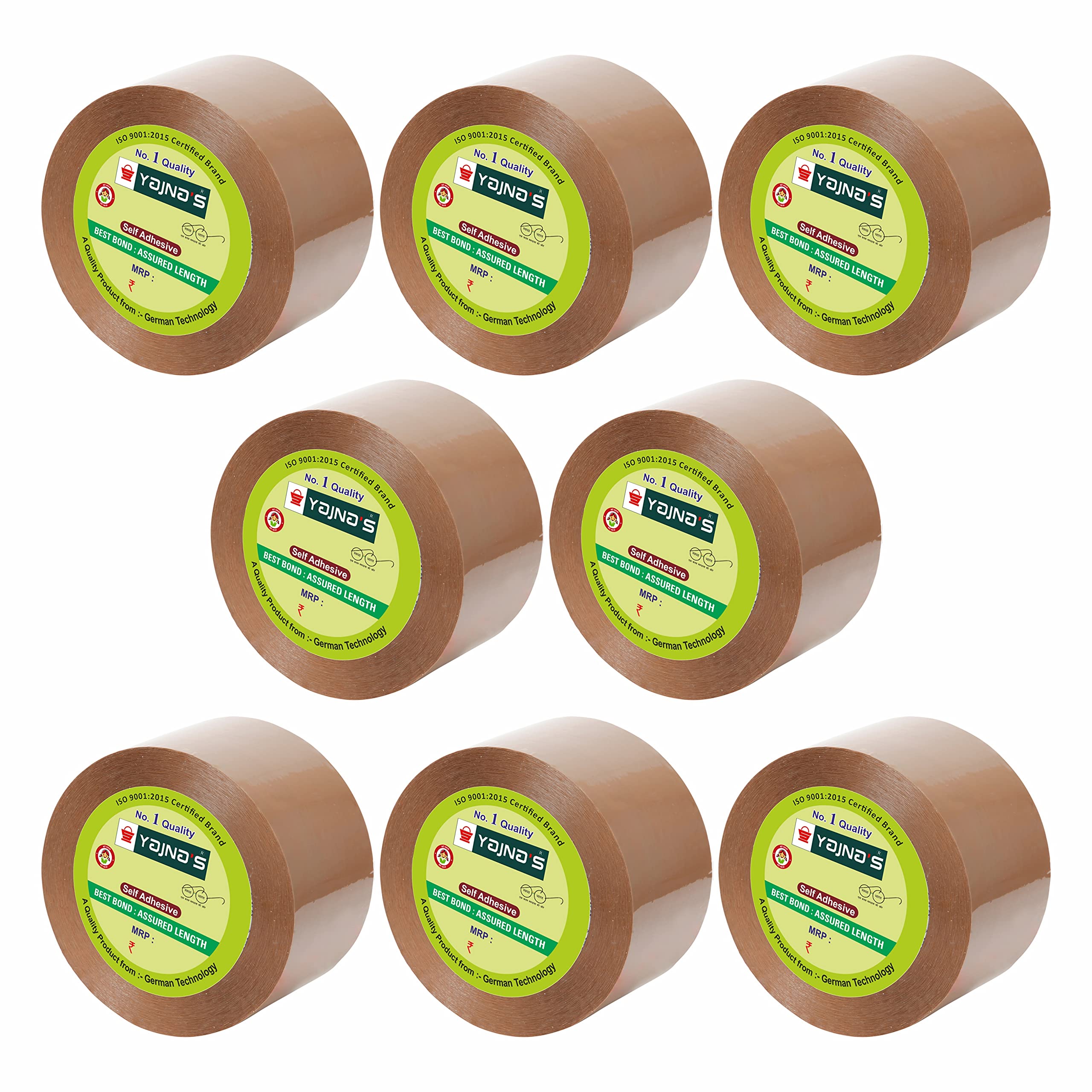 YAJNAS 48mm x 100 Meters, Pack of 8, Brown BOPP tape Self Adhesive High-Strength Packing Tape Rolls, Packaging Tape | Brown Cello tape | e commerce Packaging Tape for Home, Office use & box packaging