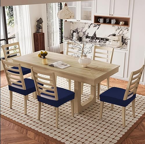 Miniatura 8 de Smiry - Juego de 4 fundas de asiento impermeables para sillas de comedor, tela jacquard elástica, extraíbles y lavables, fundas protectoras de