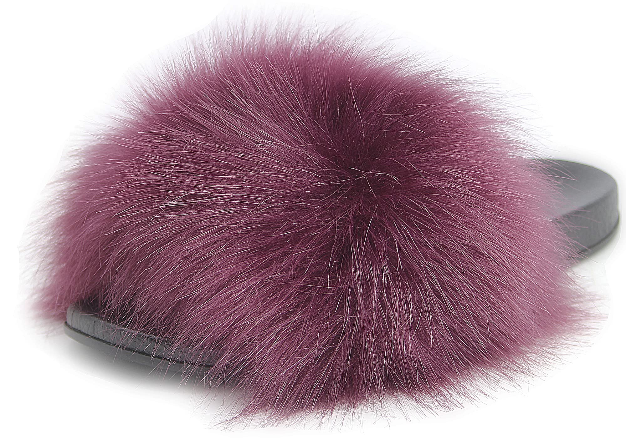 Faux Fur Slides for Women, Fuzzy Slippers Fluffy Sandals Furry House Shoes Indoor Outdoor