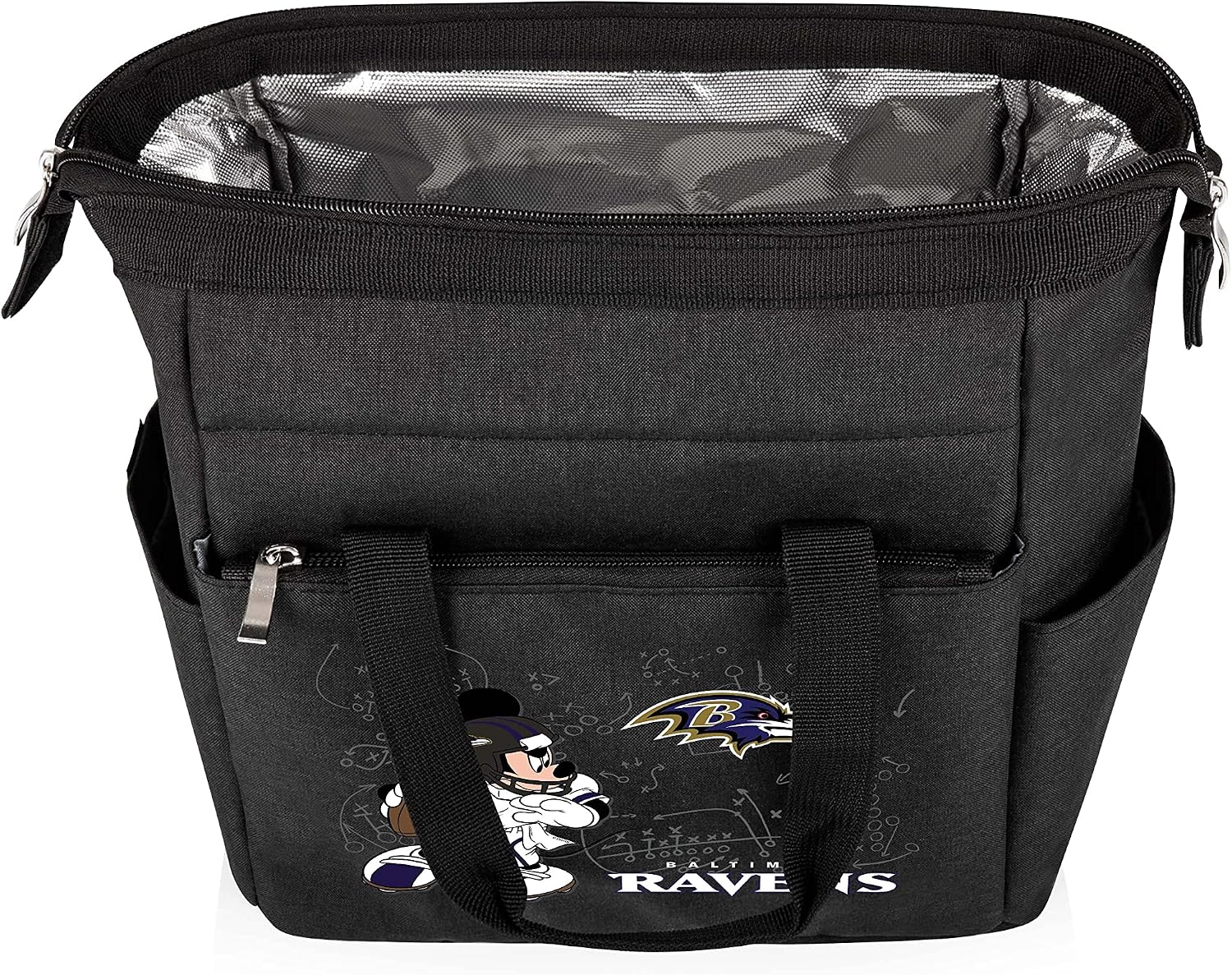 PICNIC TIME NFL Mickey Mouse On The Go Lunch Bag - Soft Cooler Lunch Box - Insulated Lunch Bag, (Black)
