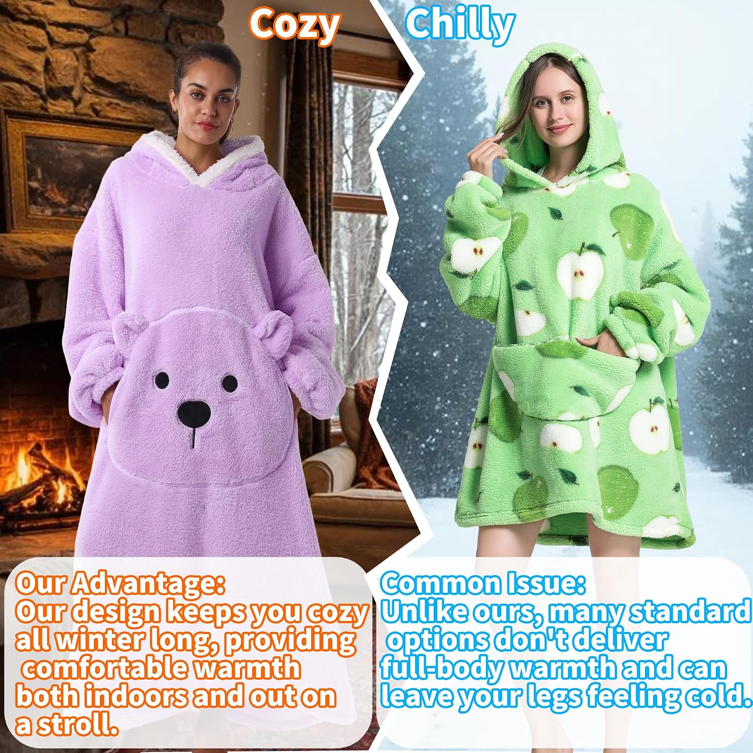 Wearable Blanket Hoodie for Women, Soft Hooded Blanket for Women Robe for Home Lounge, Cozy Blanket Gifts for Women