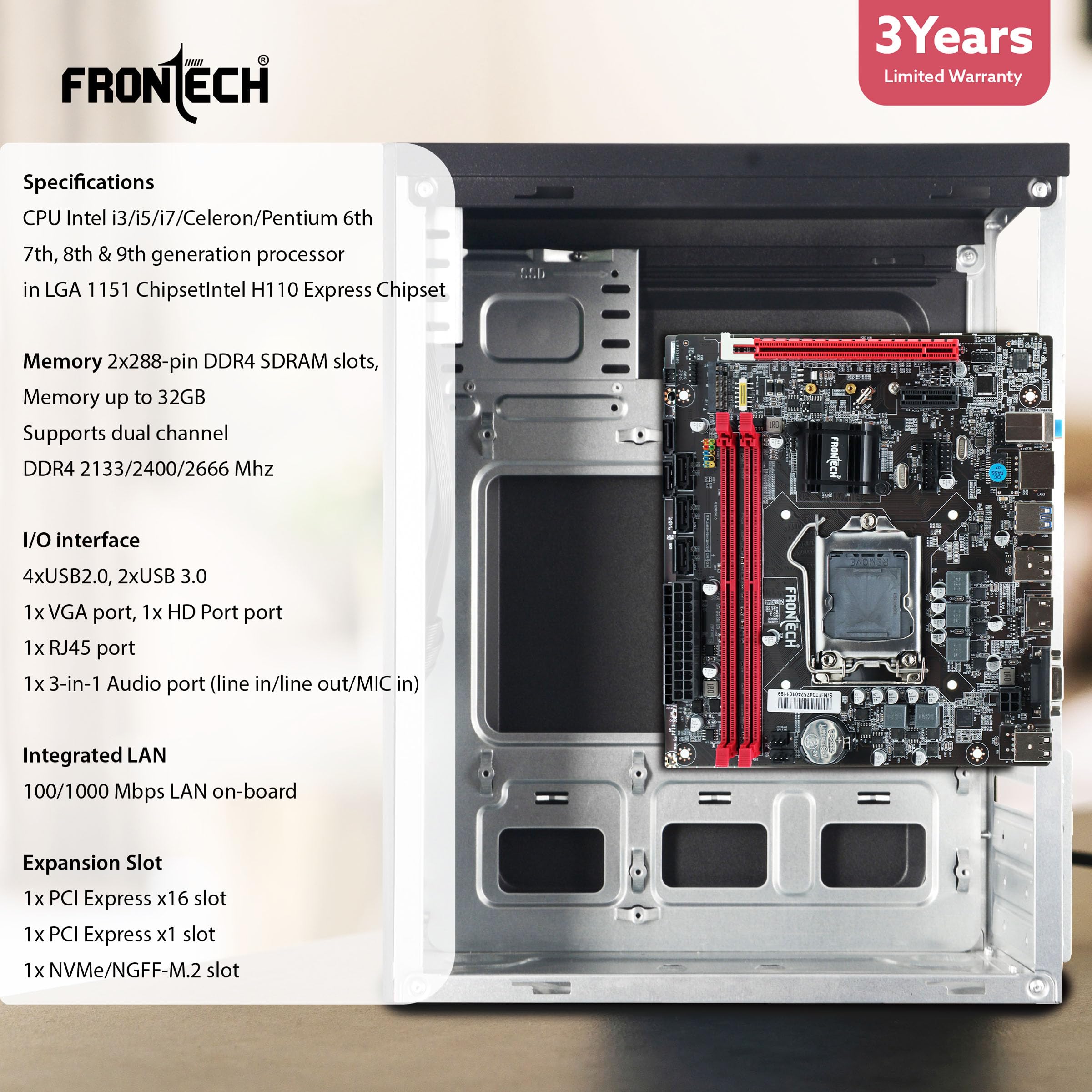 FRONTECH H110 Motherboard - LGA 1151 -6