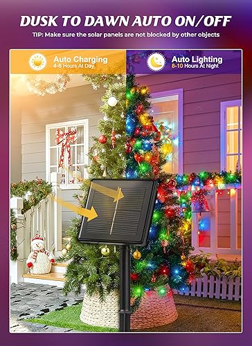 Miniatura 2 de Brightown - Paquete de 2 guirnaldas solares navideñas para exterior, 144 pies, 400 LED impermeables con 8 modos y encendidoapagado automático para