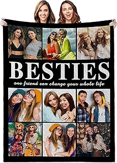Lcyawer Best Friend Christmas or Birthday Gifts for Women, Personalized Blanket with Photos, Custom Blankets with Picture, Long Distance Friendship Gifts for Bestie, BFF, Soul Sister, Teen Girls