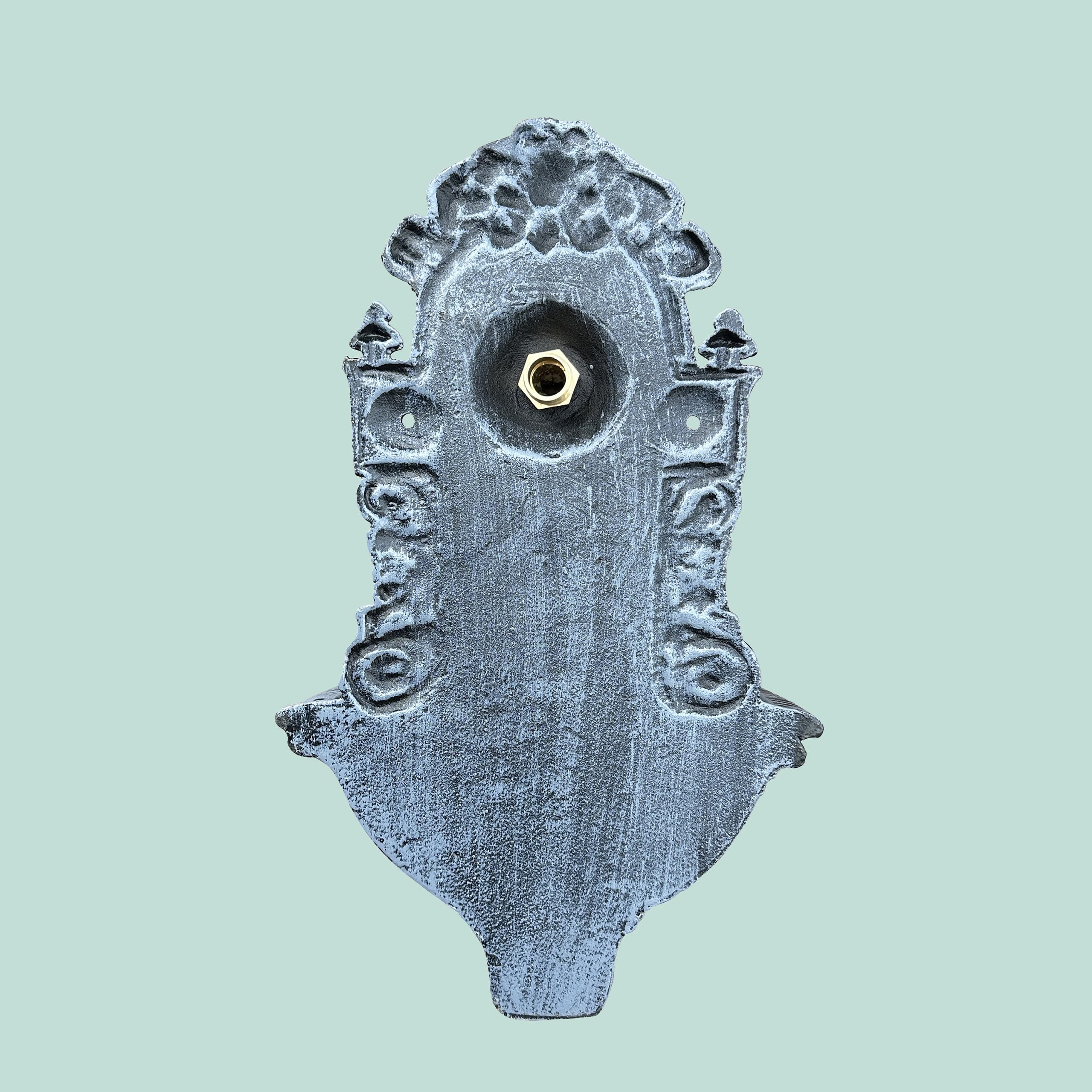 Relaxdays Fontaine Murale Antique avec Robinet, lavabo de Jardin en Fonte d'aluminium, Gris, H x L x P 40 x 24,5 x 13 cm
