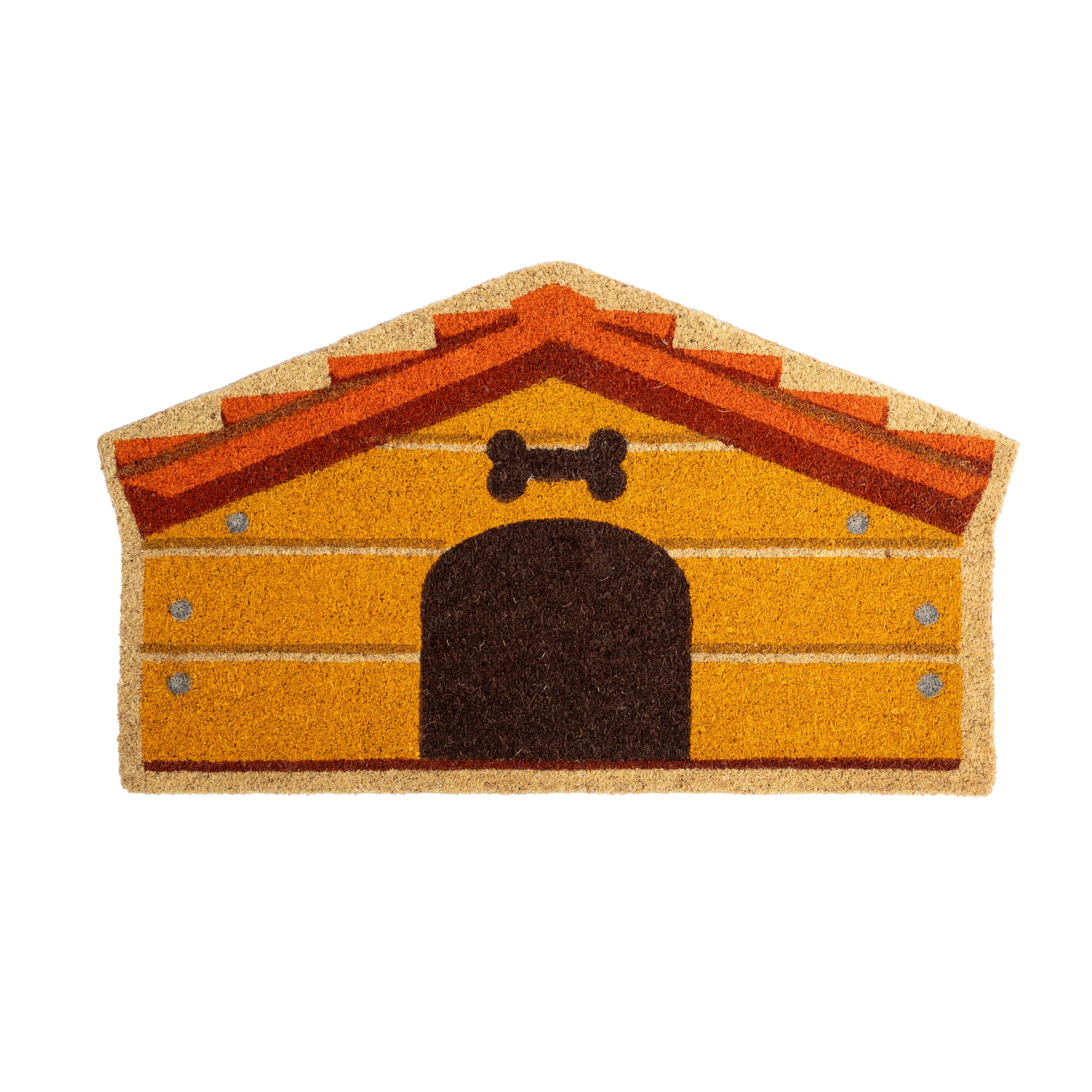 Fisura - “Dog House” Coir Door Mat, Dirt Trapper Doormat with Non-Slip PVC Backing, Indoor & Outdoor Front Door Entrance Mat. Hand Painted. 27x15 inch
