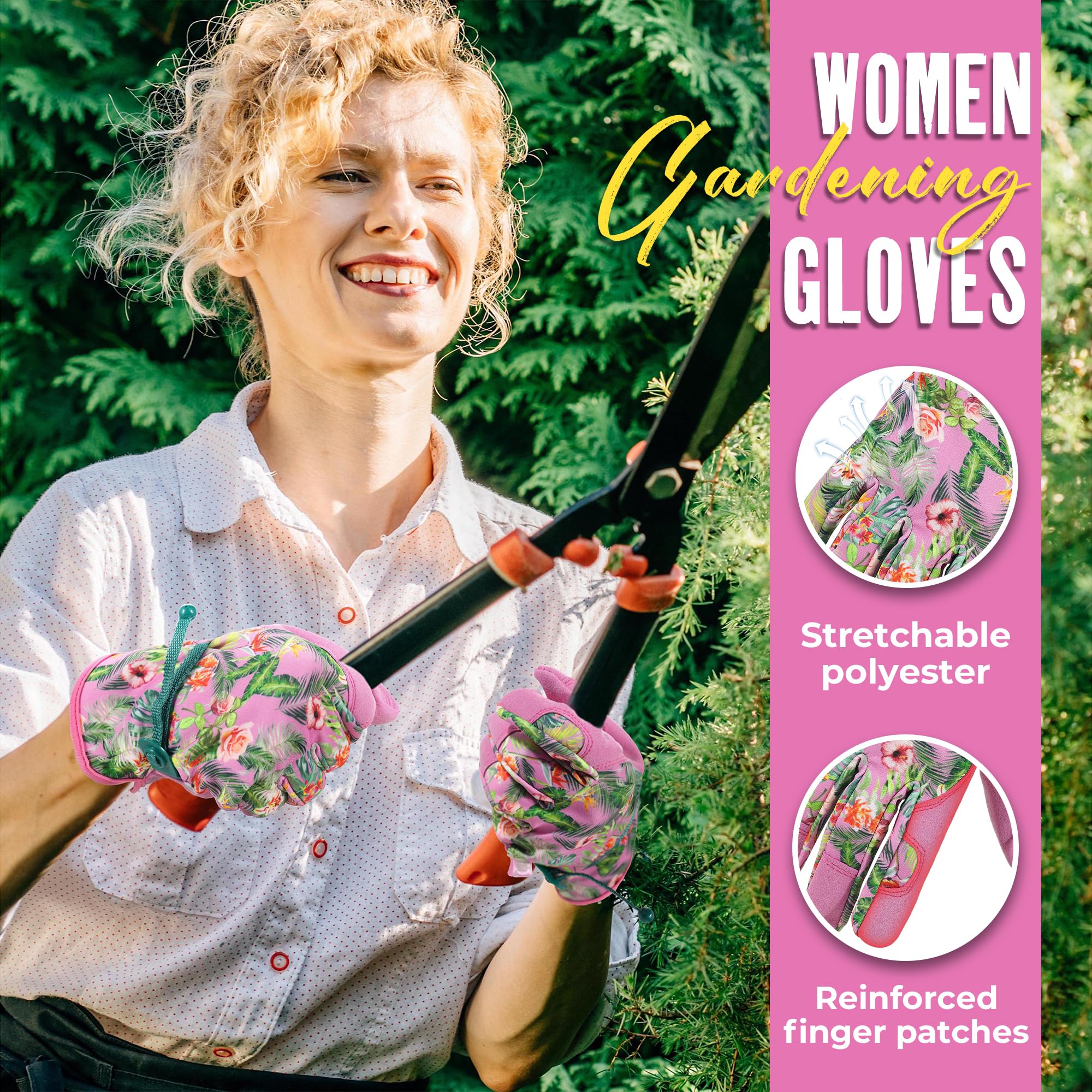 HANDLANDY Women Gardening Gloves, Leather Safety Work Gloves Breathable Ladies Garden Yard Gloves - Image 4