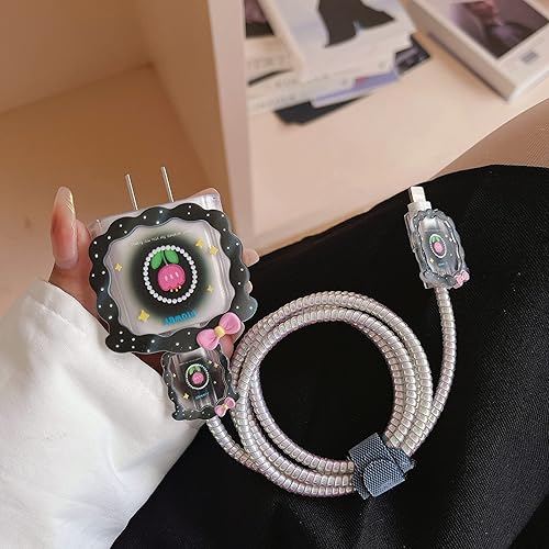 Miniatura 8 de Tospania Bonito protector de cable de bricolaje, compatible con iPhone 20 W adaptador de corriente USB-C y cable Lightning, tamaño 13