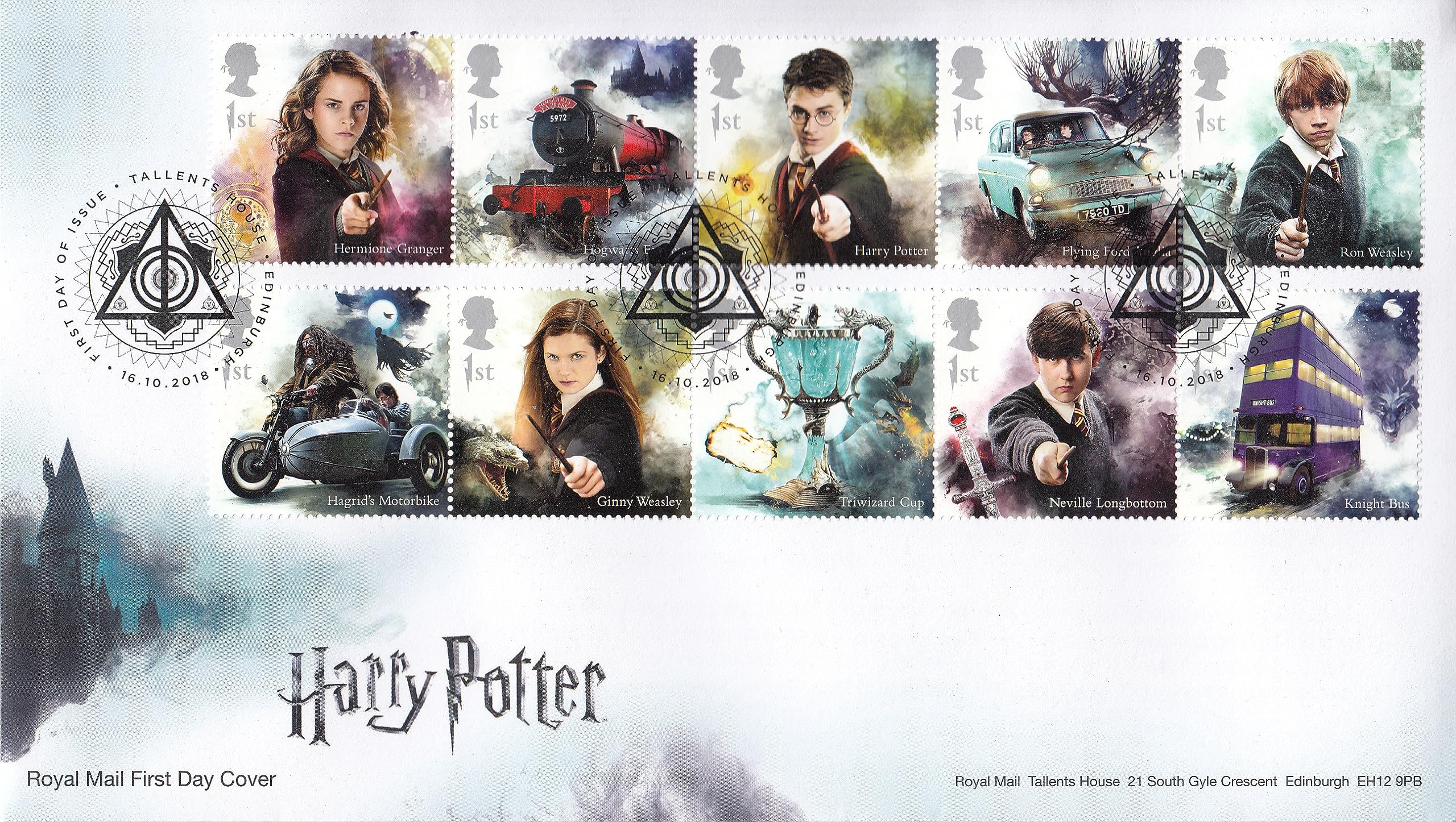 Harry Potter Stamp Souvenir Collectible Postage Stamp First Day Cover Cachet Royal Mail 2018