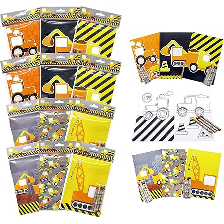 Download Amazon Com Tiny Mills Construction Trucks Coloring Book With Crayons Party Favors 12 Pack Office Products