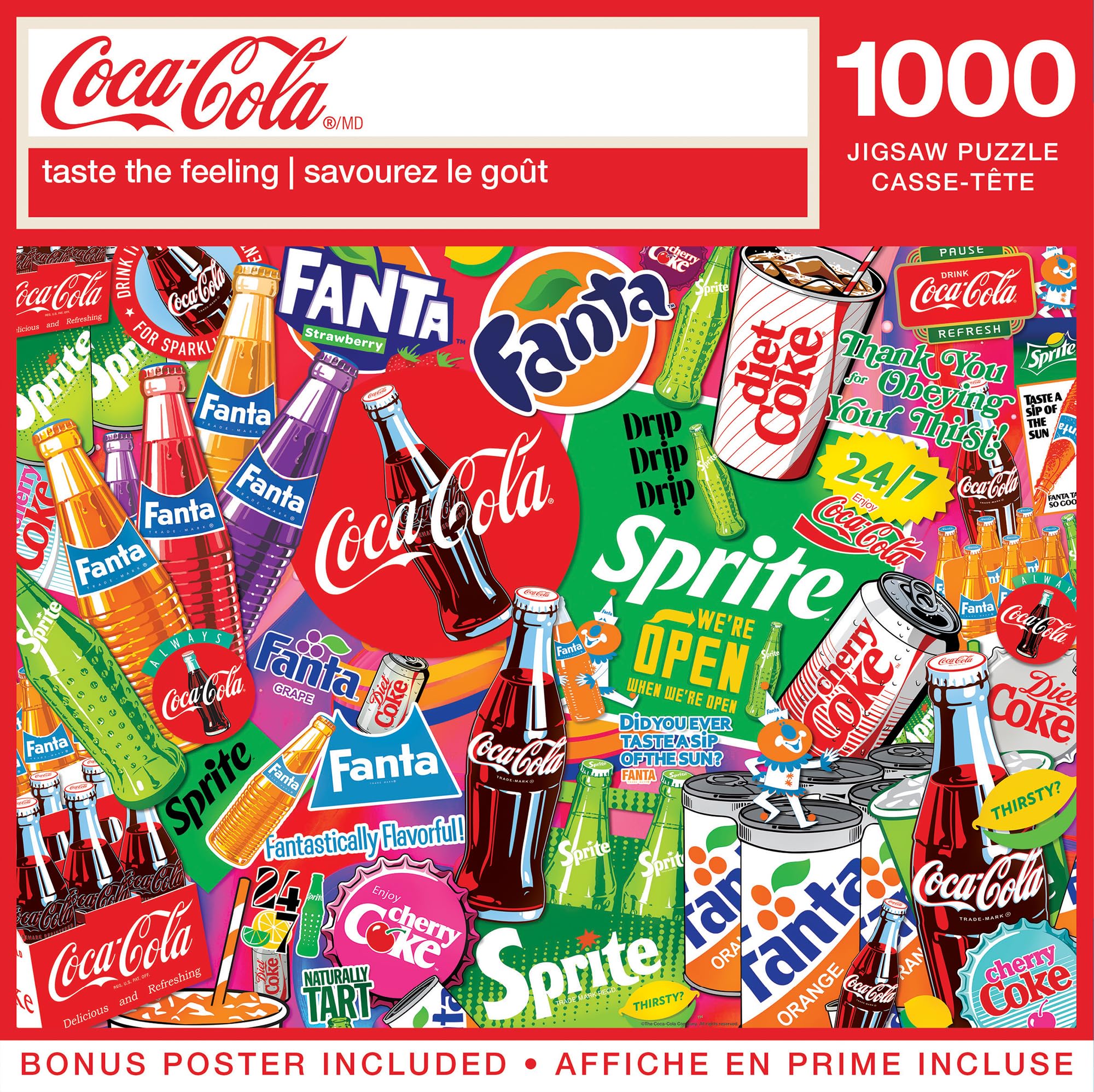 1000 Piece Jigsaw Puzzle for Adults and Families - Coca-Cola Taste the Feeling - 19.25"x2…