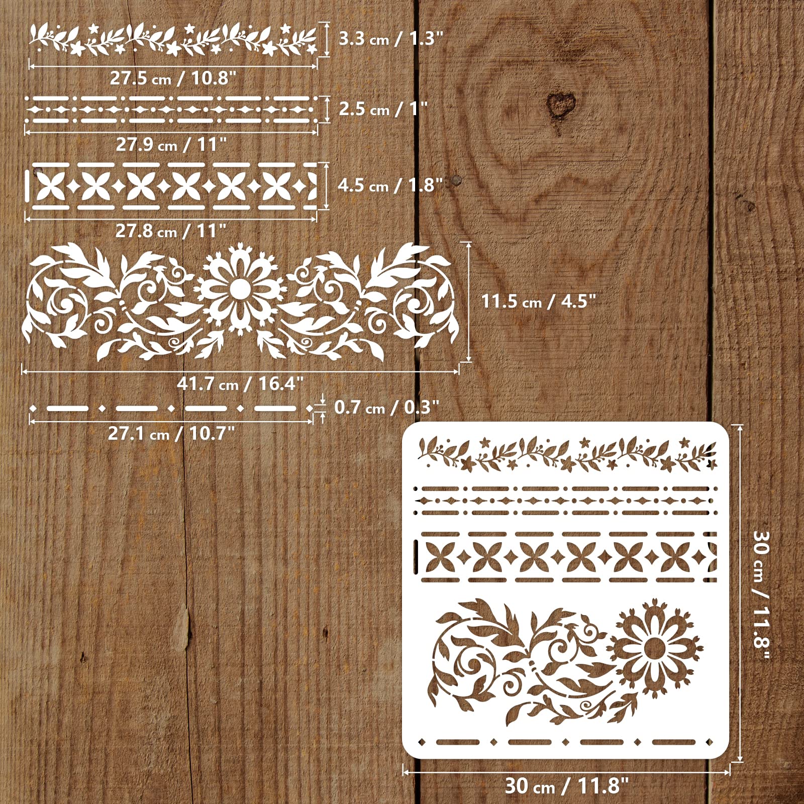 FINGERINSPIRE Stencil ad Angolo con Fiori di Sisandra 30x30cm Riutilizzabile Motivo Floreale per Pittura ad Angolo Piante Decorazione ad Angolo per dipingere su pareti Legno Piastrelle e mobili