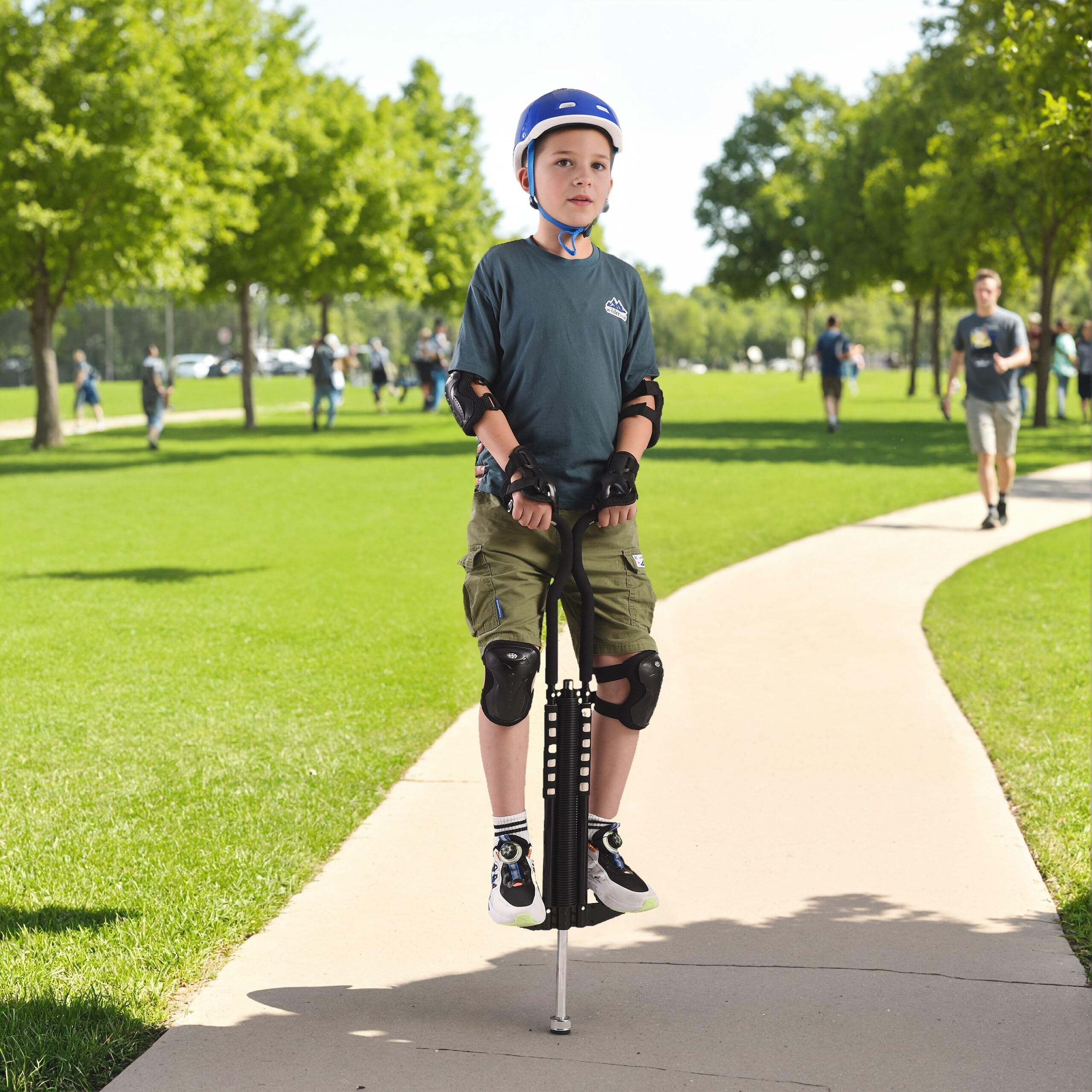 Relaxdays Salterello per Bambini, Pogo Stick, Bastone Salta-Salta, regge 60 kg, Impugnatura Imbottita, Acciaio Inox