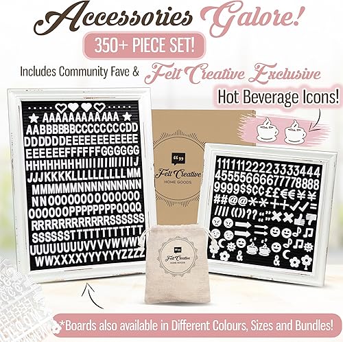 Miniatura 5 de Tablero de letras de fieltro negro con marco blanco de madera rústica, tablero de letras rústico con soporte, tablero de fieltro de 10 x 10