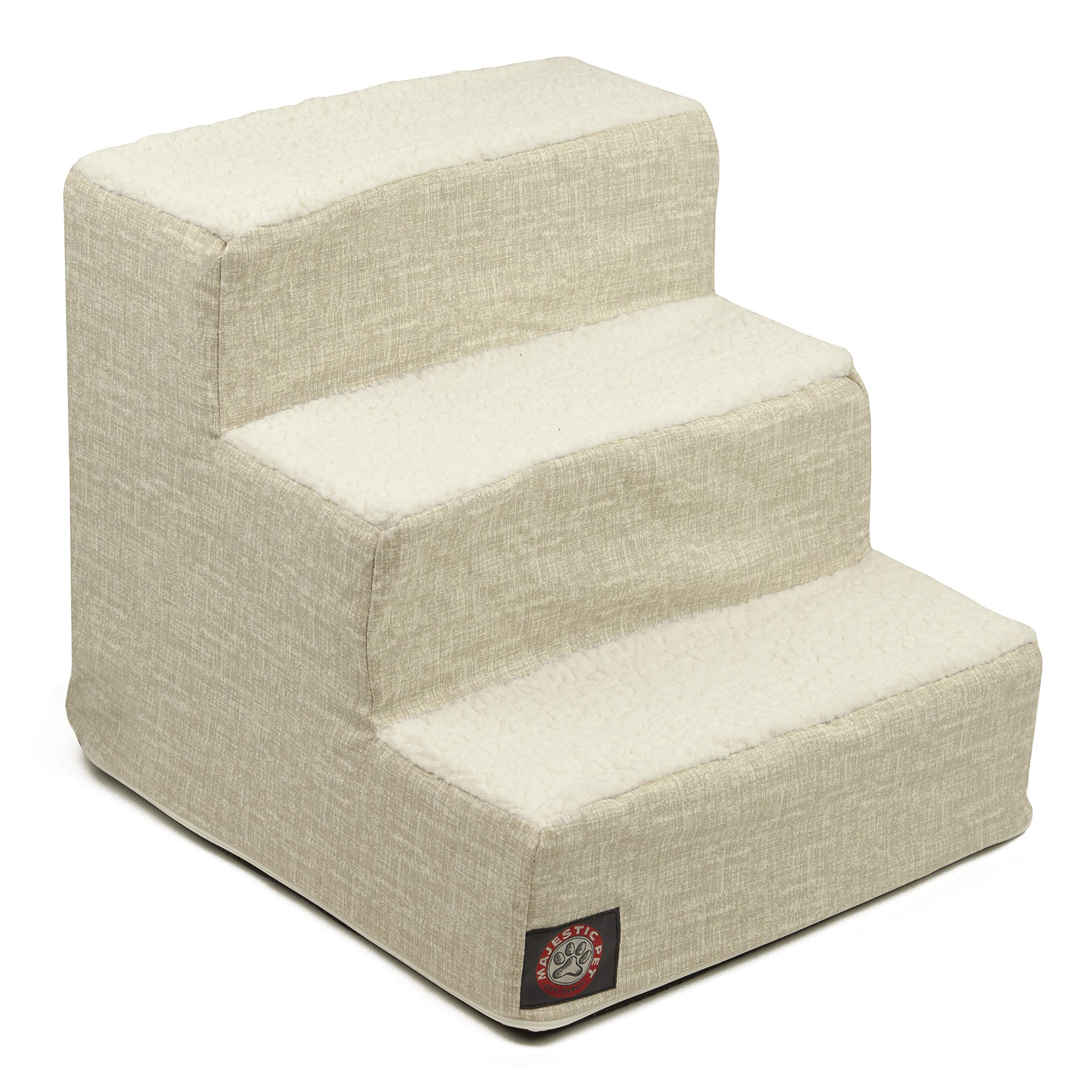 Majestic Pet 3 Step Portable Dog Stairs for Small Dogs to get on Bed Supports 25 lbs or Less – Dog Steps for High Bed with Machine Washable Cover –...