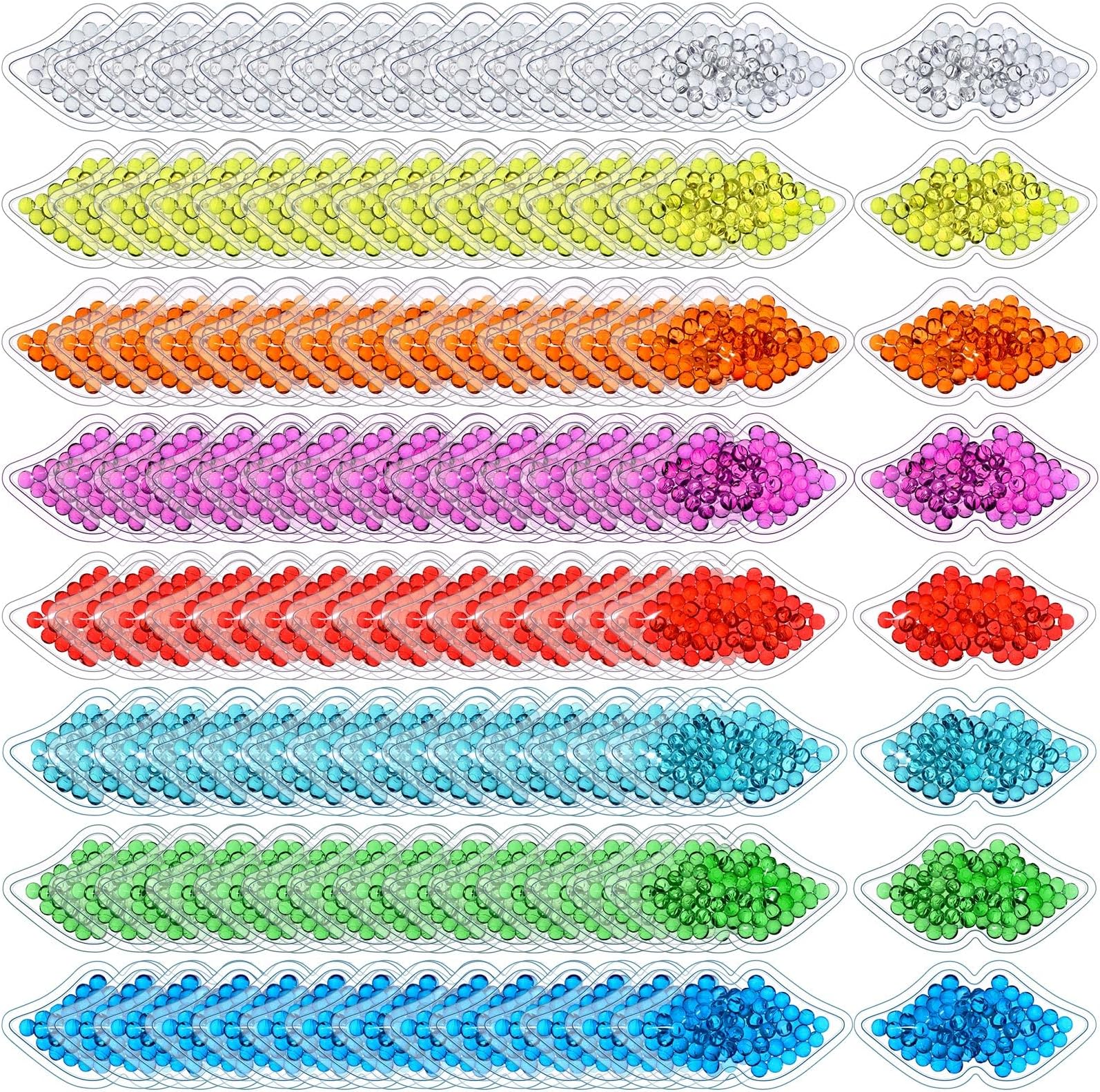 TrelaCo 80 Pcs Mini Lip Ice Pack Bulk Reusable & Portable,Colorful Colors | 2 x 3.5 in Cold Compress Ice Packs, for Beauty Salon Lip Care, Eye Face Swelling, Relief Headaches, Toothaches, Tired, Relax