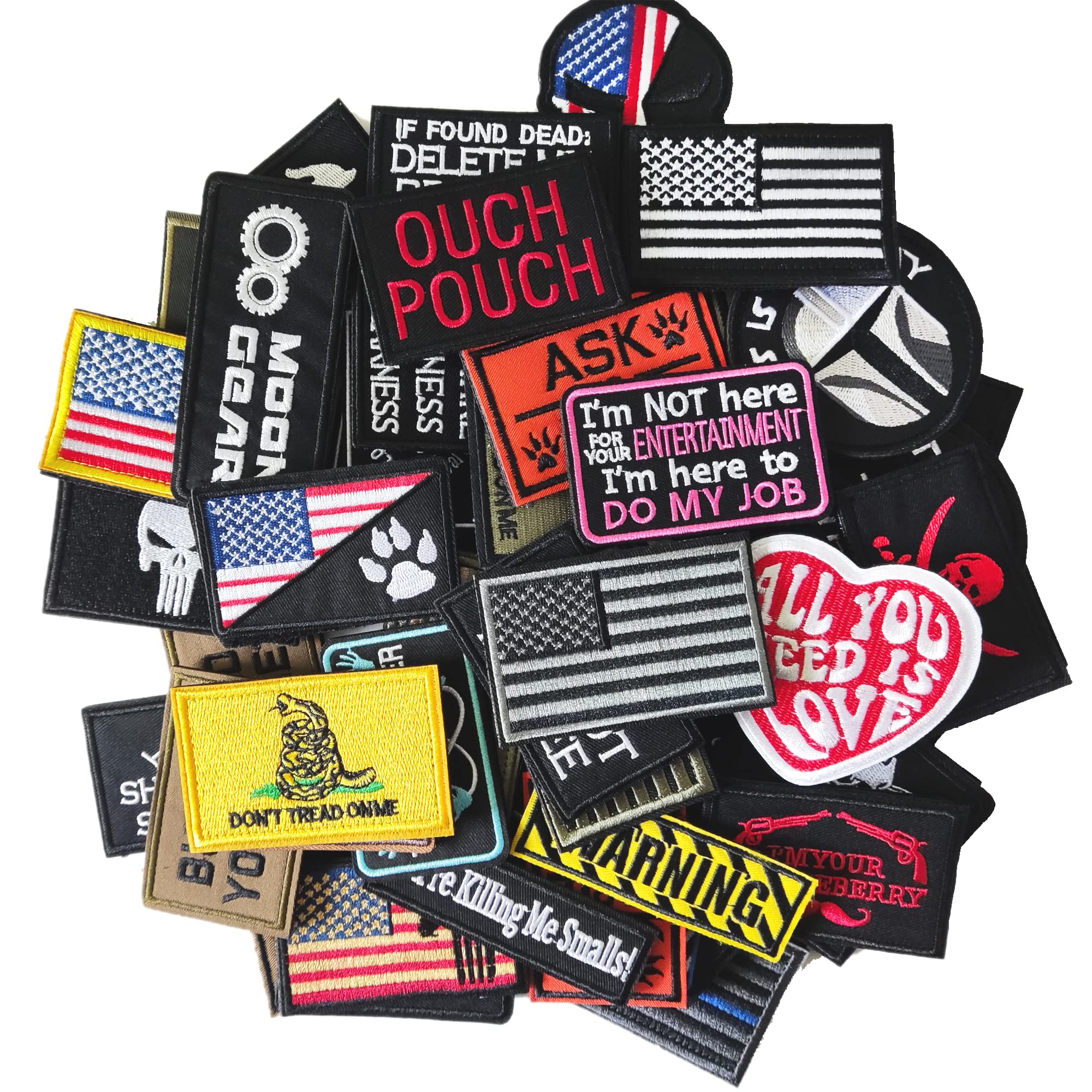 Buy 20 Pieces Random Morale Patch Bundle, Full Embroidery Loop and Hook