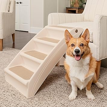 Solvit PetSafe PupSTEP Plus Pet Stairs, Foldable Steps for Dogs and Cats, Best for Small to Medium Pets