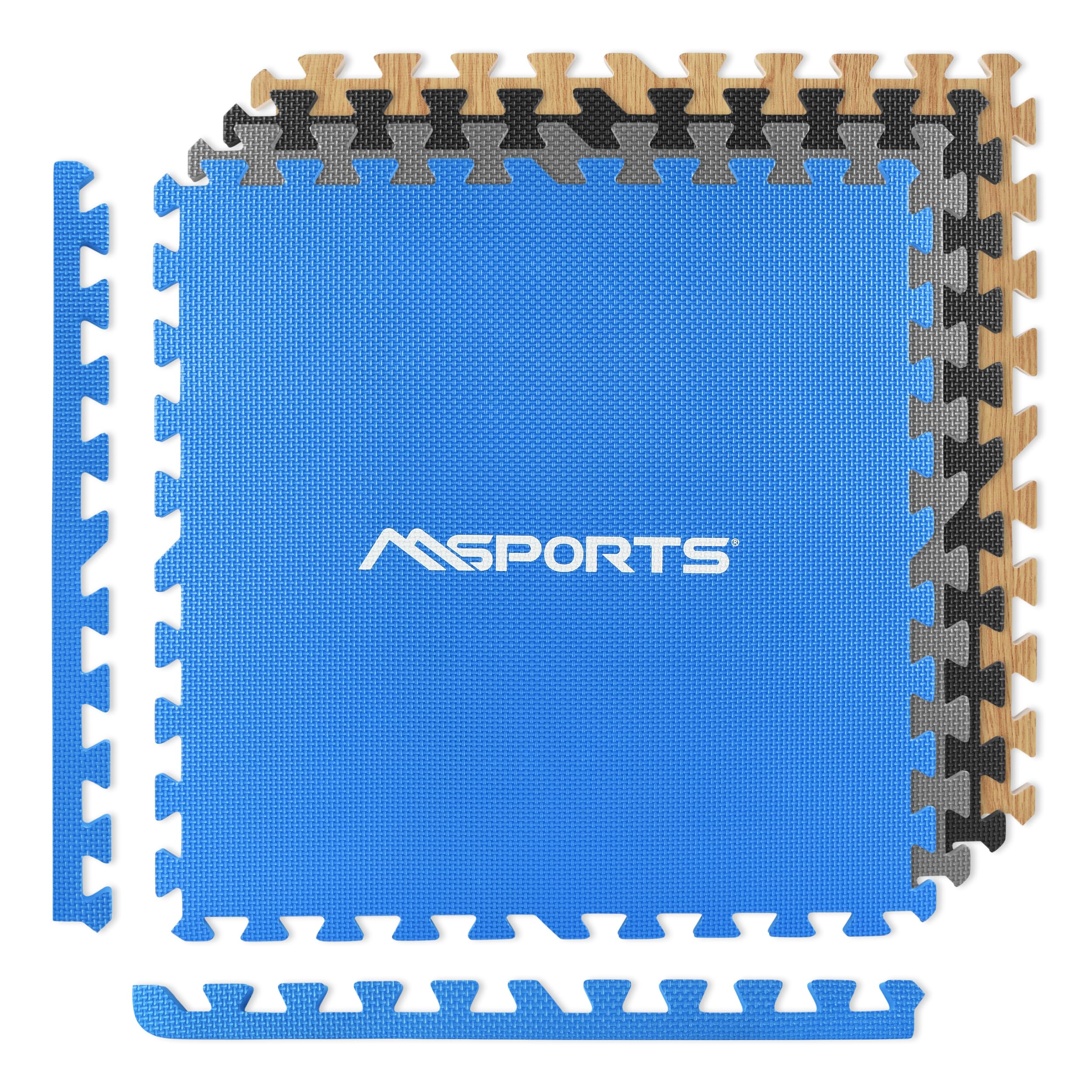 MSPORTS Lot de 8 tapis de protection de sol de qualité supérieure - 3,2 m² - Antidérapant - Pour l'entraînement, le yoga et le fitness - Pour la salle de sport à domicile, également comme tapis de