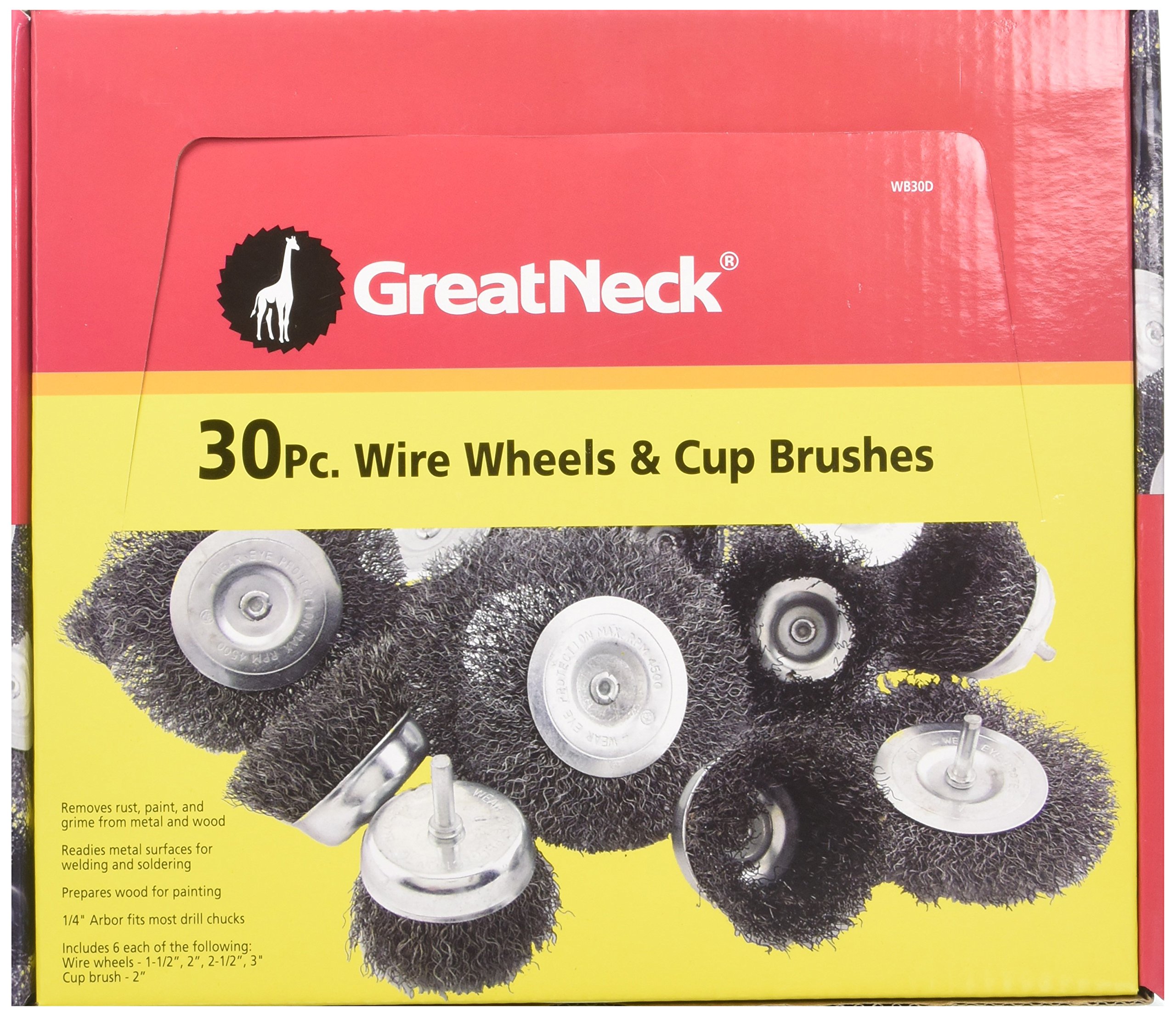 GreatNeck WB30D 30-Piece Assorted Wire Wheel Display