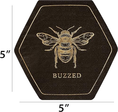 Miniatura 5 de C.R. Gibson Honeycomb Hive - Servilletas para bebidas de lámina dorada, 20 unidades (TW4-25361)
