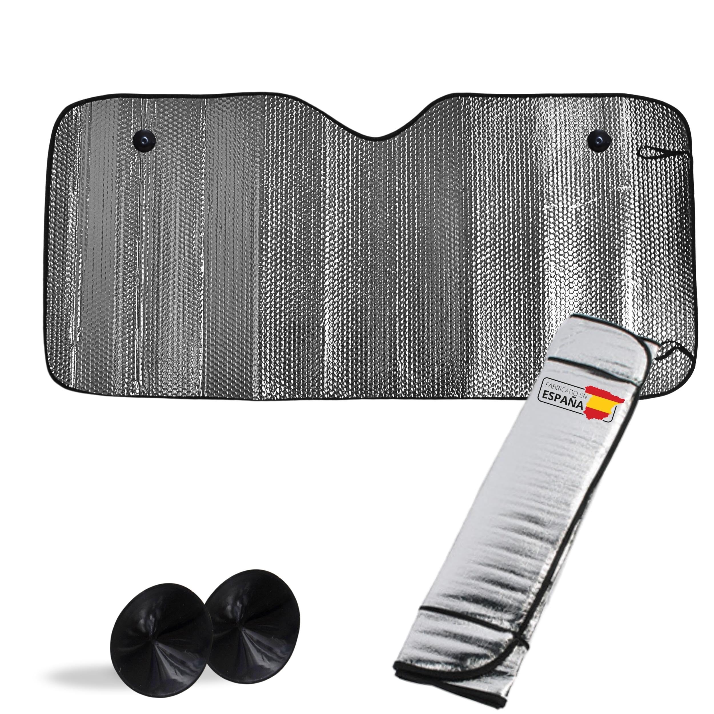Parasol Coche Luna Delantera Plegable Protector Solar de Luna, Universal, 2 Ventosas + 2 Correas 130x60