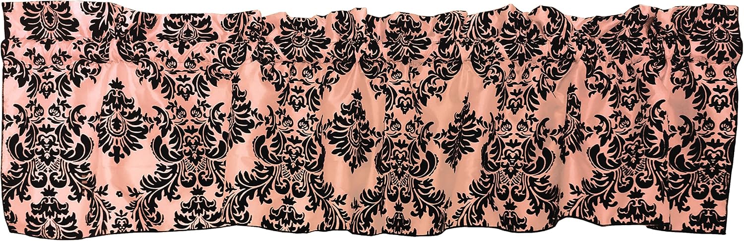 Zen Creative Designs Damask Print Window Valance Small Curtain Window Treatment Gothic Victorian Themed Home Party Event Decor (58" Wide x 16" Long, Brown on Ivory)