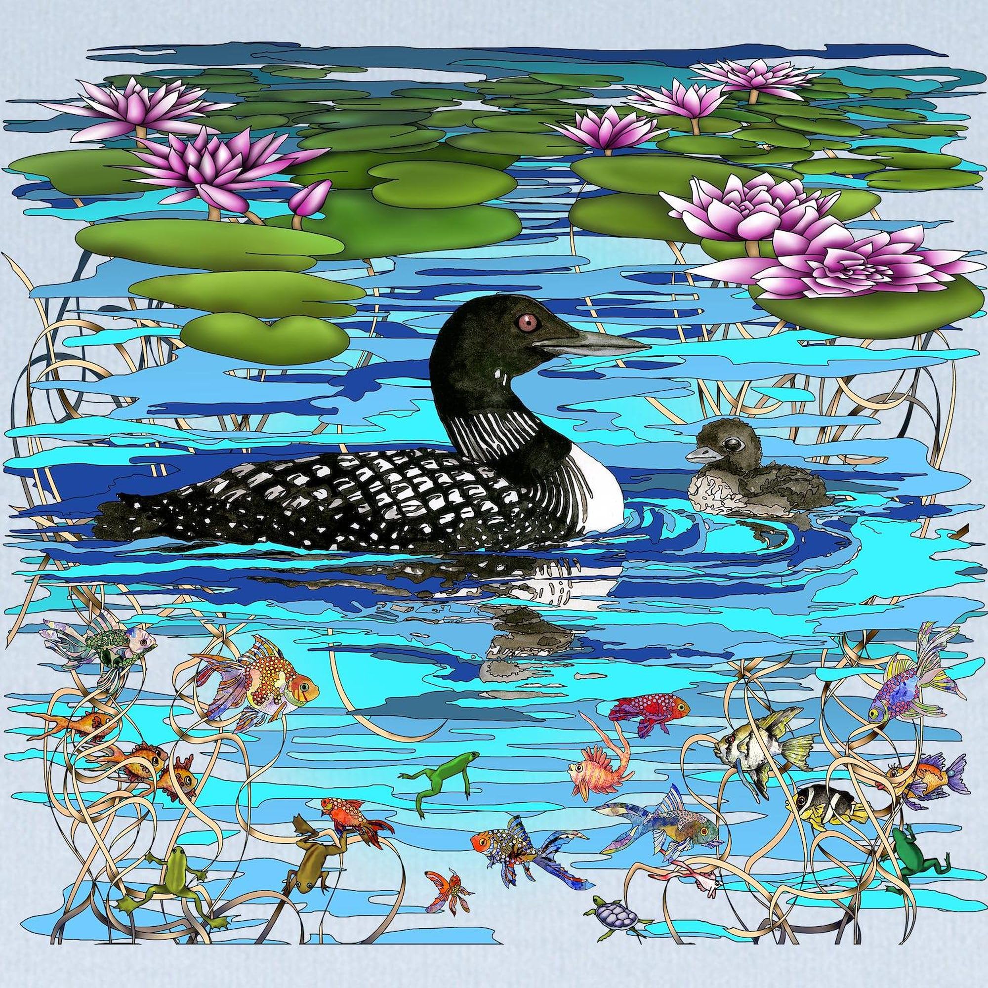 CafePress Loons with Lillies Baby Blanket, Super Soft Newborn Swaddle