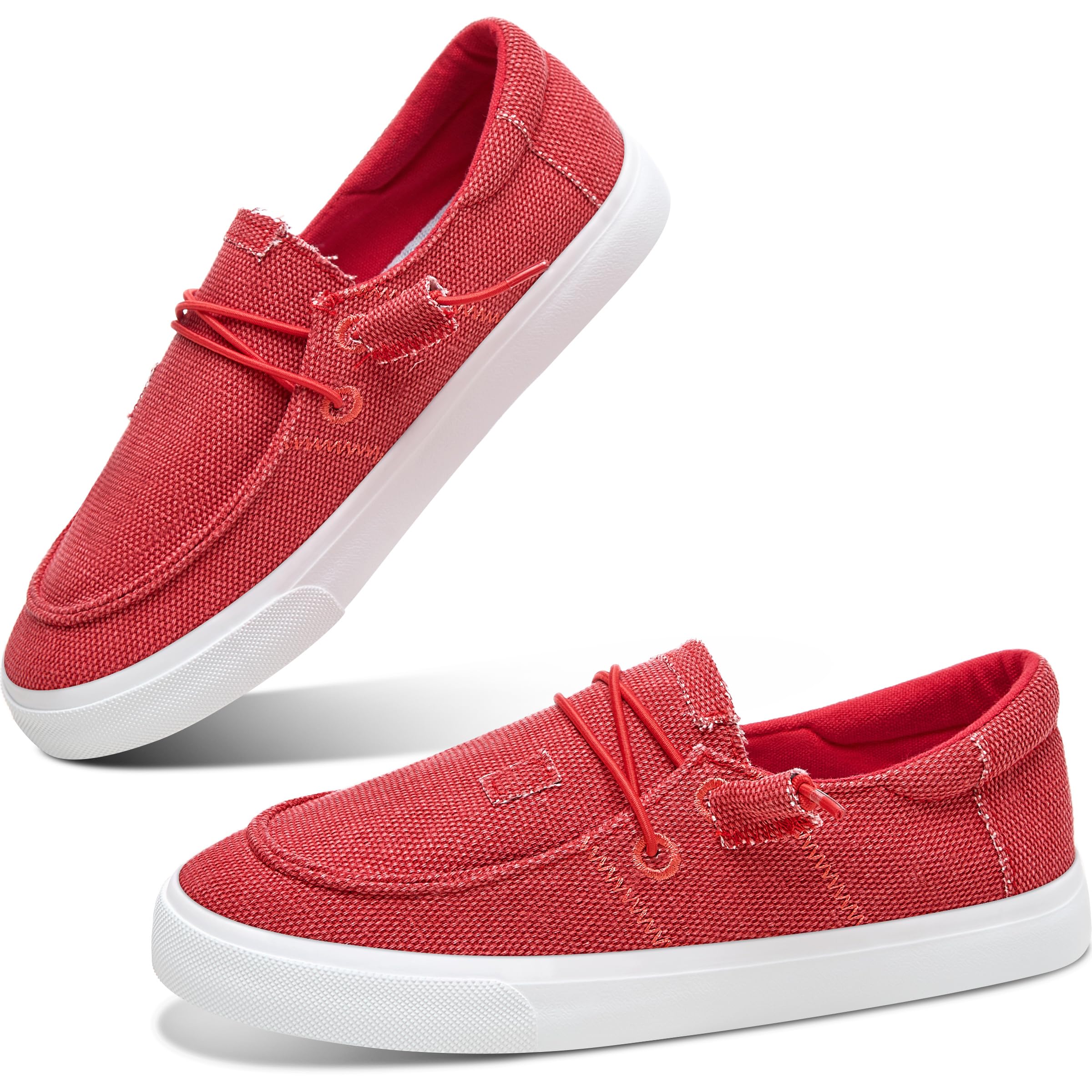 Obtaom Women Canvas Loafers Light-Weight Slip on Loafers Comfortable Boat Lace up Canvas Fishion Sneakers