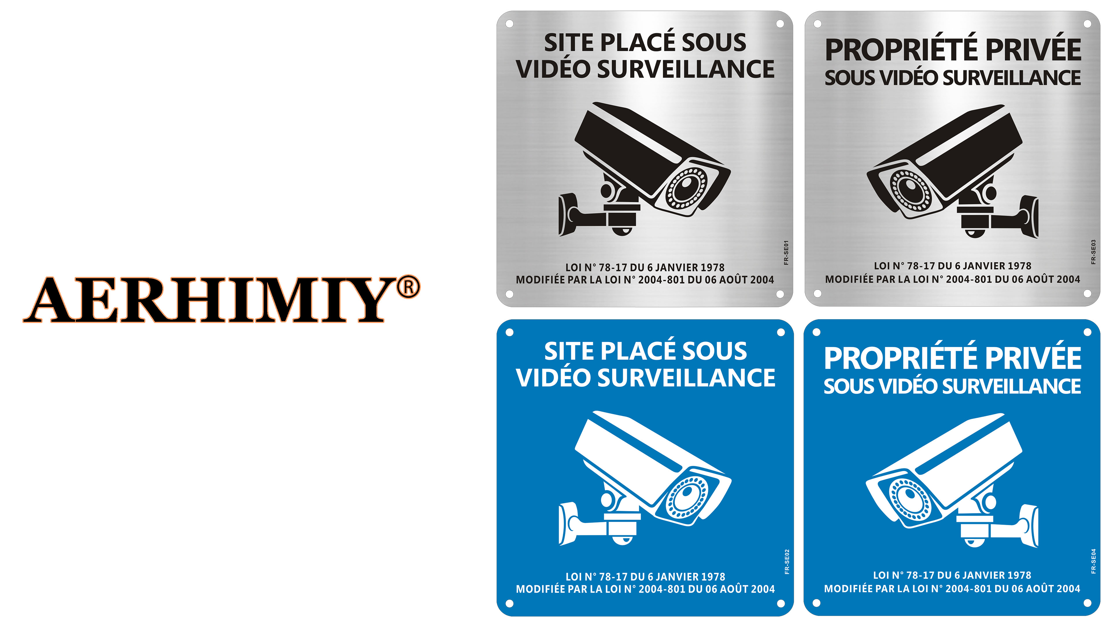 3 Panneau Camera Surveillance, Panneaux En Aluminium De