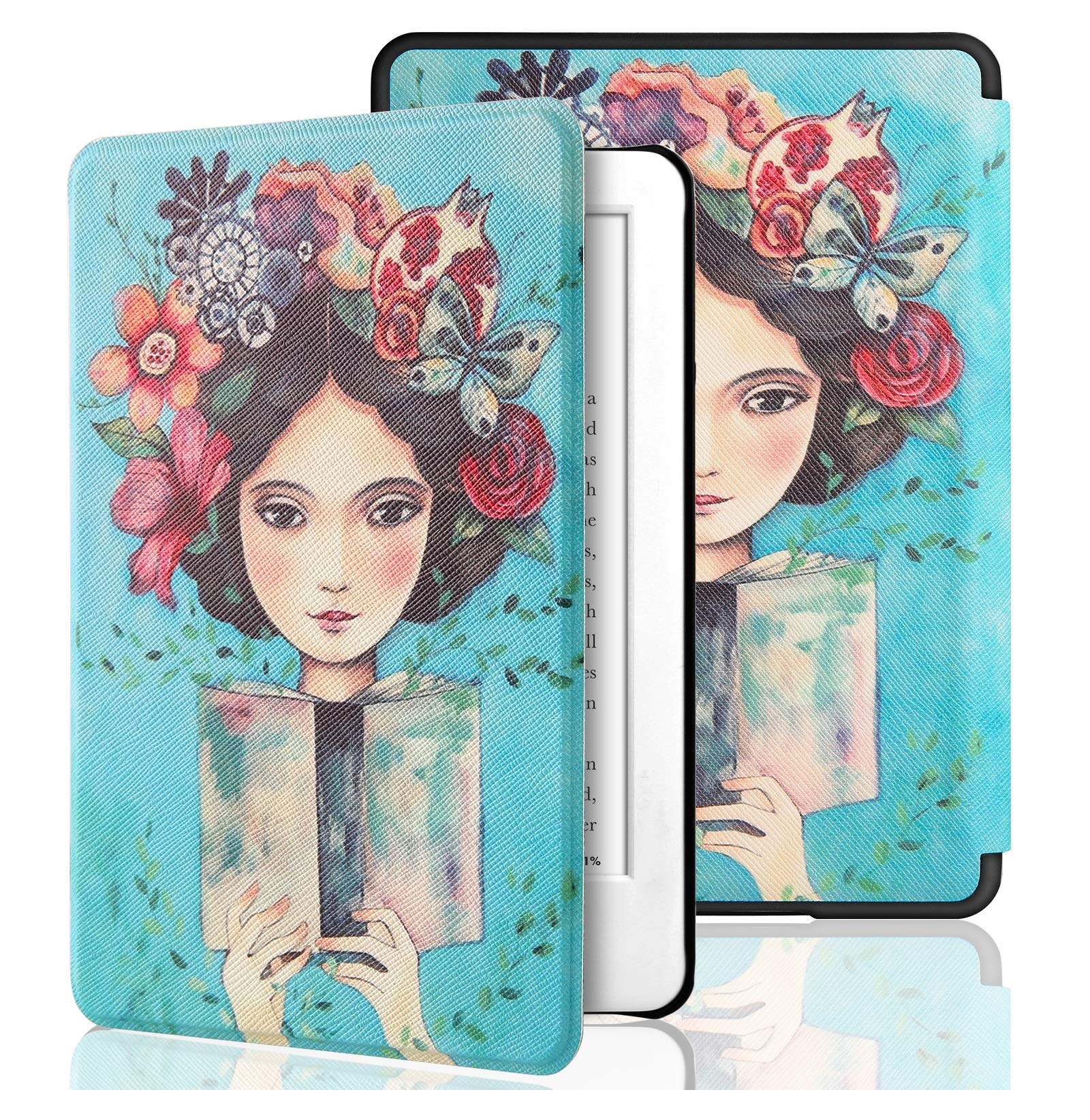 - SwooK Magnetic Flip Cover Case for Amazon Kindle Paperwhite 1 2 3 7Th Gen Generation Released in 2012 2013 2014 2015 2016 New 300 Ppi Versions 6" Inch Display Flip Cover Case Shell(Reading Girl)