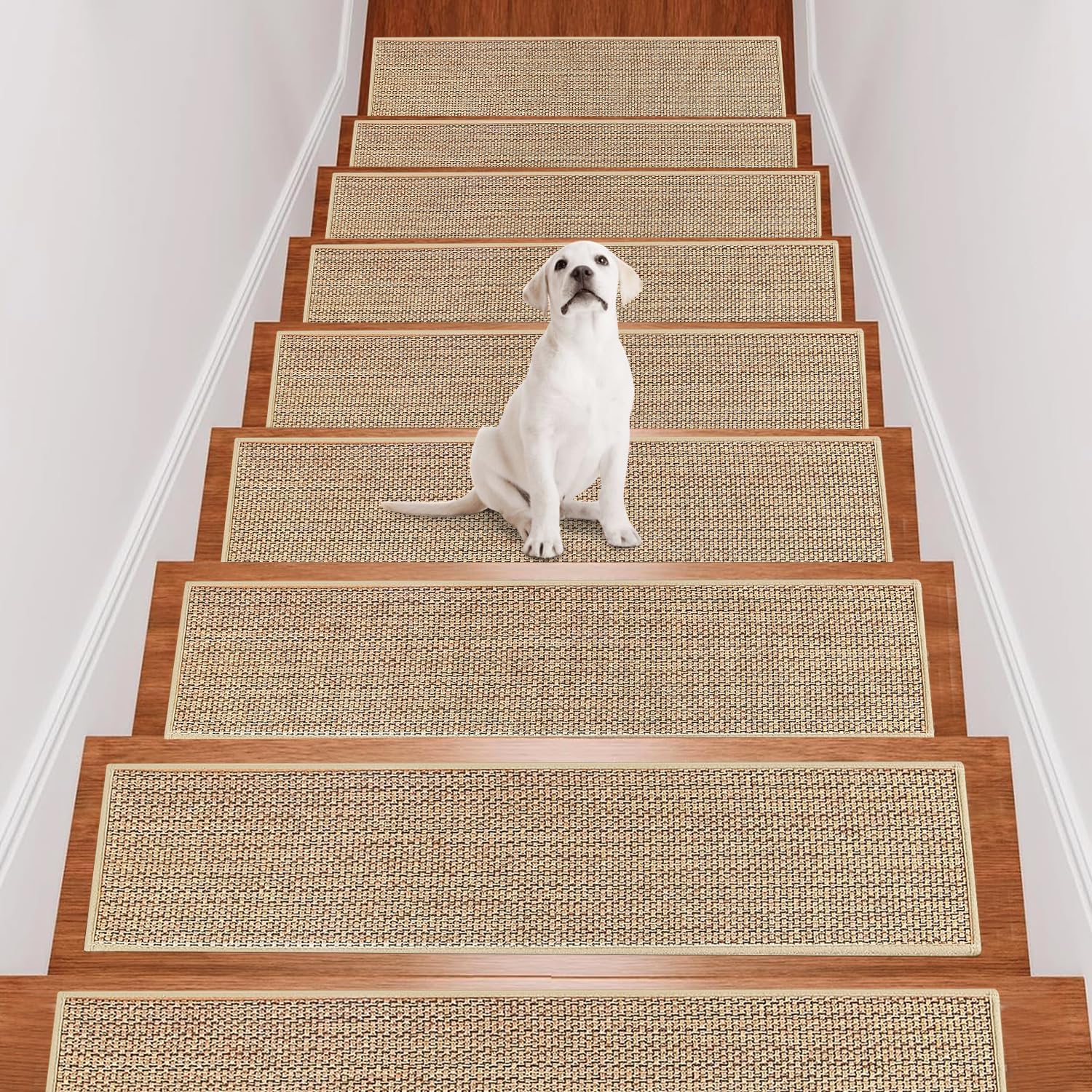 15 Tapis De Marches D'escalier Antidérapants 9x36 Pouces Gris Motif Imprimé Lavables