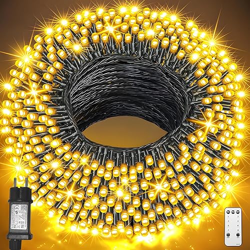 Toyete 120M Luci Natale Esterno Catena Luminosa, 1080 LED Stringa Impermeabile Luci Natalizie da Esterno con Telecomando Ghirlanda LED Decorazioni Natalizie per Albero Natale Giardino Bianco Caldo - Bianco Caldo - 120M1080LEDS