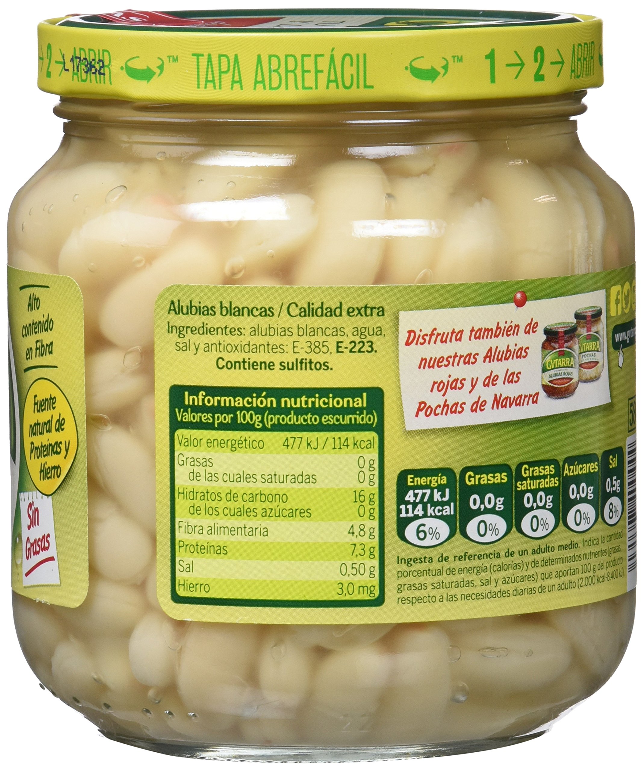 Gvtarra Alubia Blanca Cocida Legumbre - Paquete de 6 x 400 gr - Total: 2400 gr