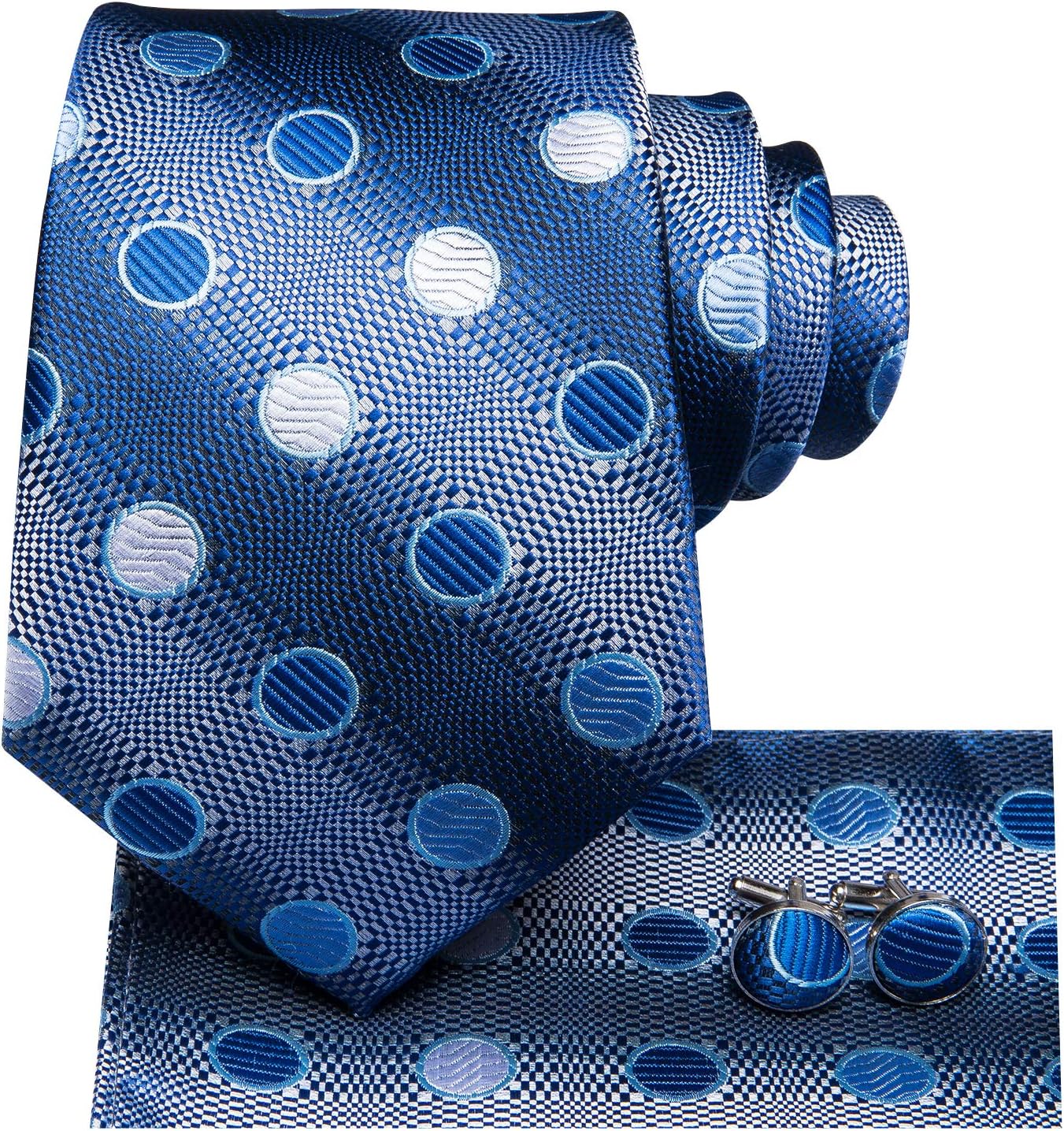 Hi-TieMens Silk Ties Set Novelty Necktie with Pocket Square and Cufflinks Set