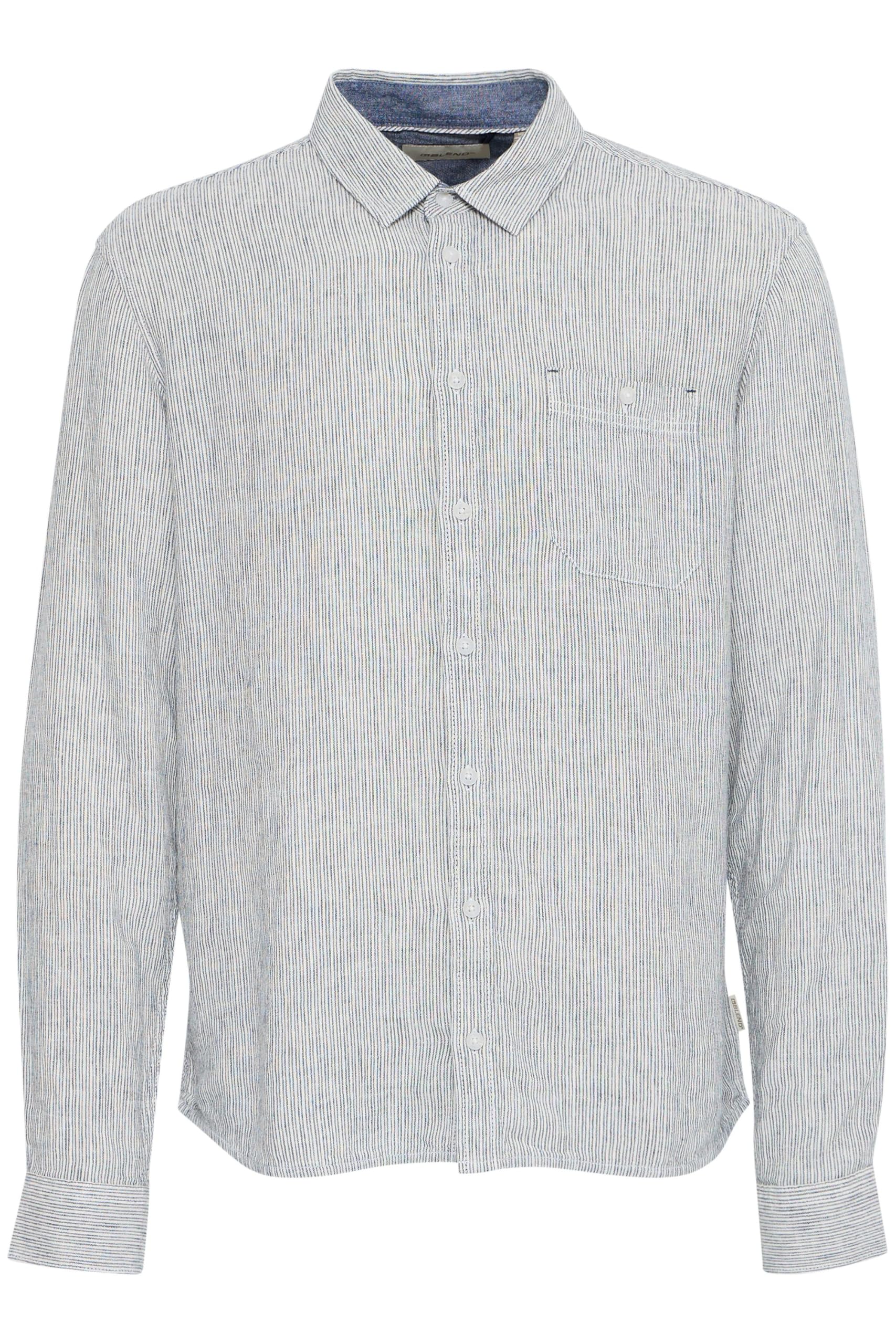 Blend BHBobby Herren Hemd Langarmhemd Herrenhemd mit Kentkragen Knopfleiste Leinenmix Regular fit