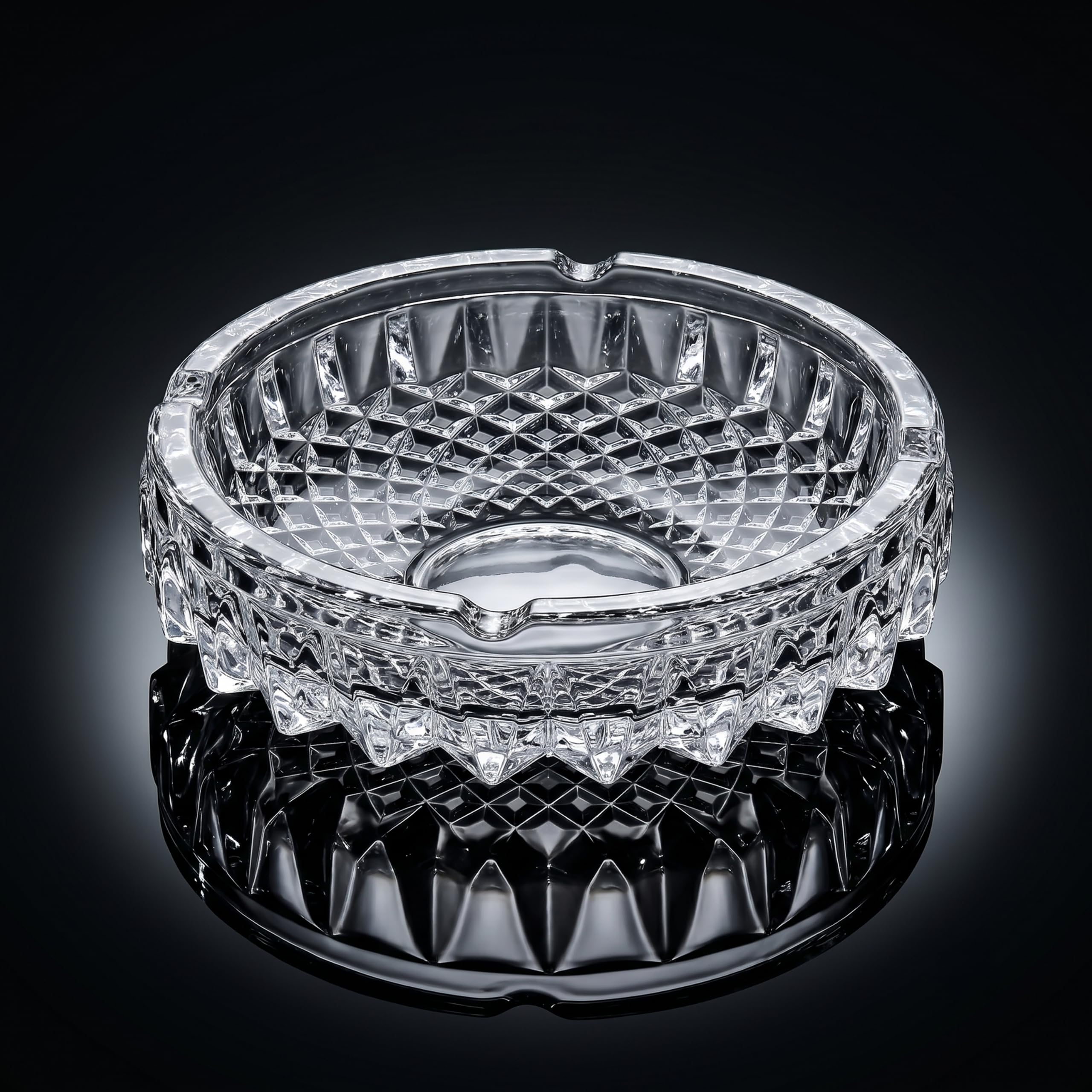 KABIR WORLD Premium Crystal Glass Ashtray | Diamond Cut Decorative Ash Holder 2