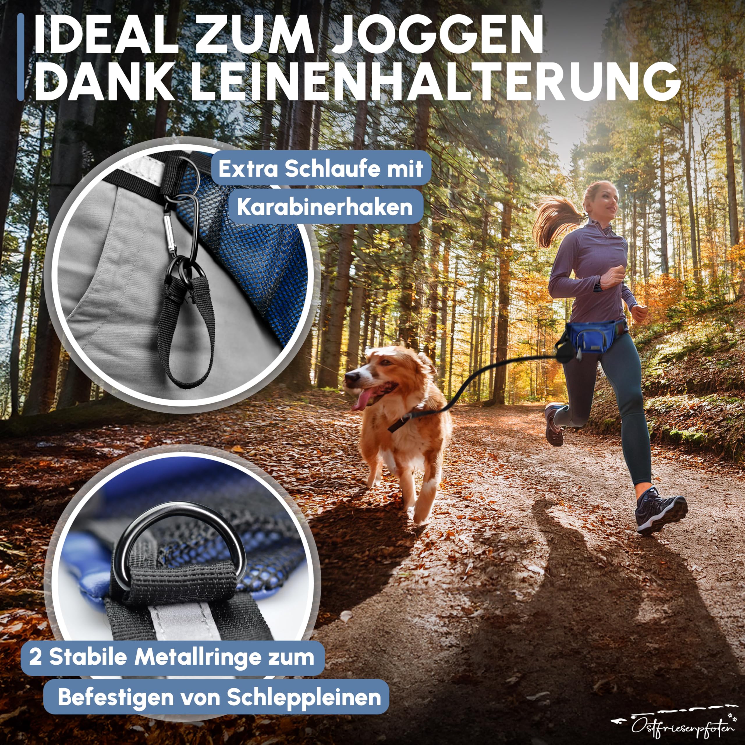 Leckerli-Bauchtasche 'Talea' für Hunde aus Kunstleder mit Einhandmagnetverschluss - Leckerlibeutel inkl. wechselbarem Innenfutter - Bauchtasche für Hundezubehör - Dunkelblau