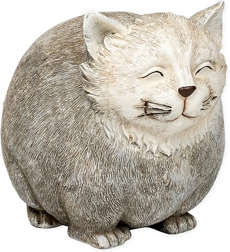 Roman Figura de jardín Pudgy Pal, 75263, gato de pie, 7.25 pulgadas de alto