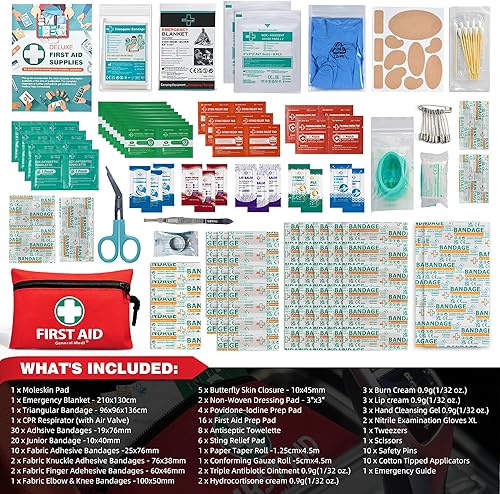 Miniatura 2 de General Medi Mini kit de primeros auxilios, kit de primeros auxilios pequeño de 150 piezas, incluye manta de papel de aluminio, tijeras para viajes,