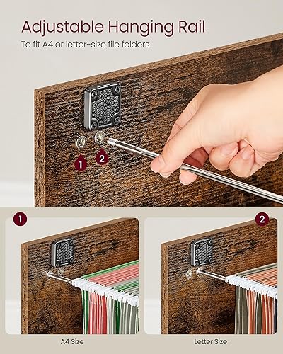 Miniatura 14 de VASAGLE Archivador de 1 cajón con cerradura, soporte de impresora, organizador de archivador de oficina, para documentos tamaño A4 y carta, marrón