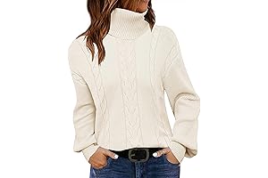 Leani's Luxurious Turtleneck Lantern Sleeve Sweater